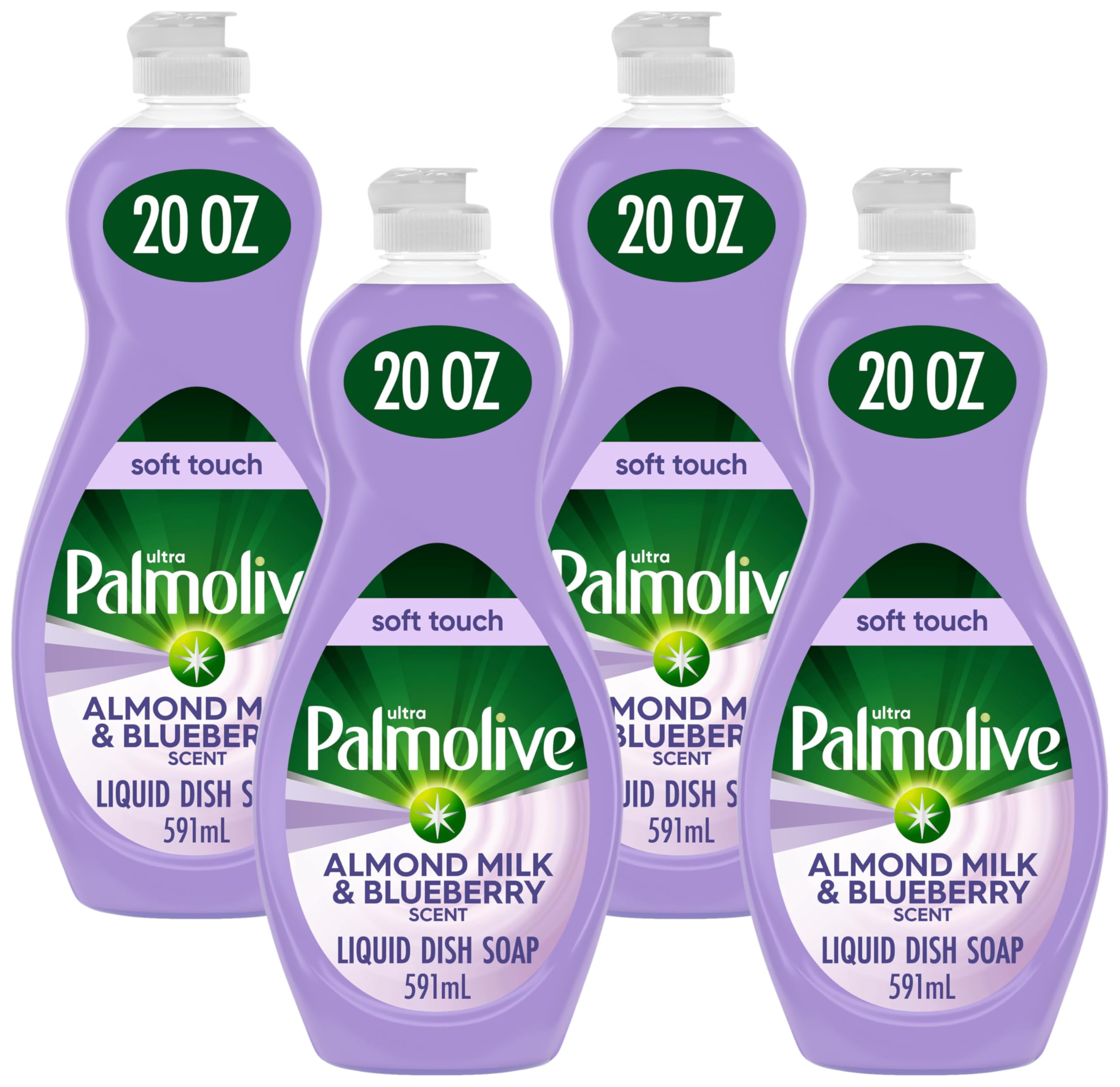 Palmolive Ultra Soft Touch Dish Soap, Almond Milk & Blueberry 20 fl oz (Pack of 4)