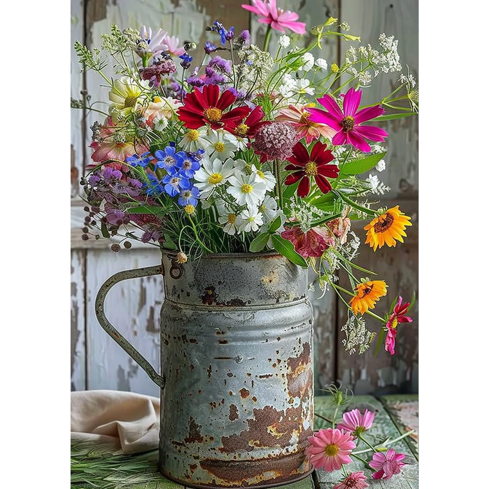 DAERLE Pintura Diamante Kits Floral colorido, Kits de Punto de Cruz para Adultos, Kit de Pintura de Diamantes Flores silvestres, Cuadros Diamantes 5D, Artes Artesanal para la Decoración 30X40cm