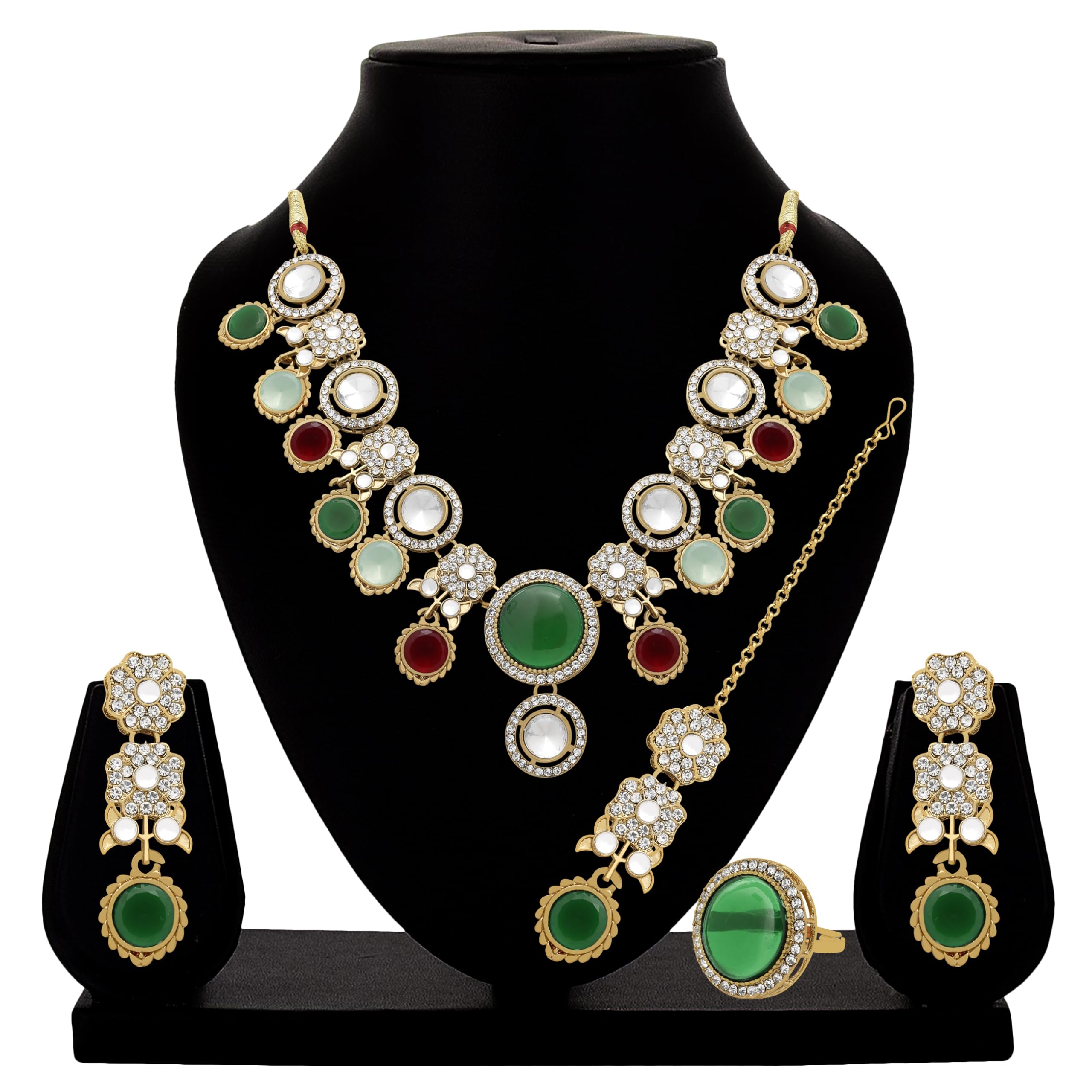 Samyuktha Kwitnąca Grace Mehandi platerowany naszyjnik choker zestaw (wielokolorowy), metal, bez kamienia szlachetnego, Metal, Bez kamieni szlachetnych