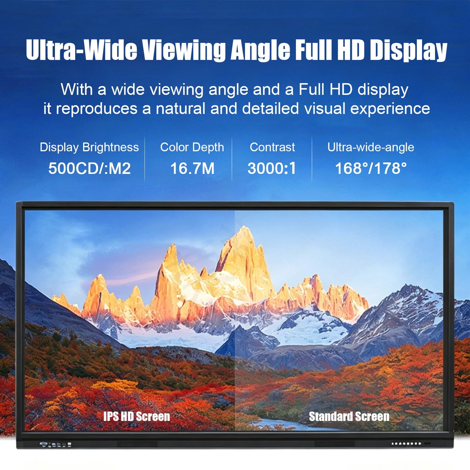 Pantalla táctil inteligente para reuniones empresariales Modo de doble sistemas Panel IPS 4K recubierto con capa superficial mate antirreflejo para Aulas Oficina(1260 * 770mm/49.6 * 30.31in)
