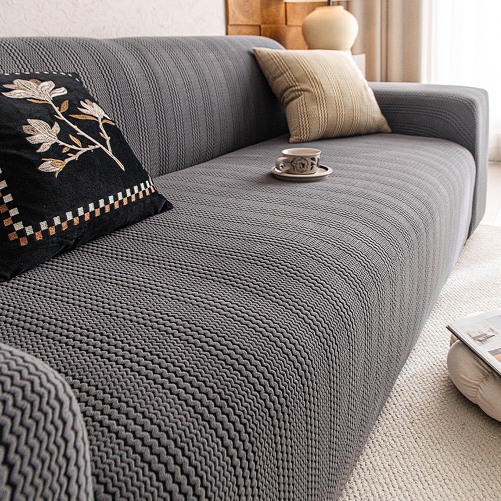 Pers G 1/2/3/4/5 Seater Sofa Slipcovers With Pillowcase, All-Inclusive Sofa Covers, High Stretch Scratch Resistant Sofa Slipcover, Non-Slip Dustproof Sofa Cover(Size:3 Seater(190-230Cm),Color:g)