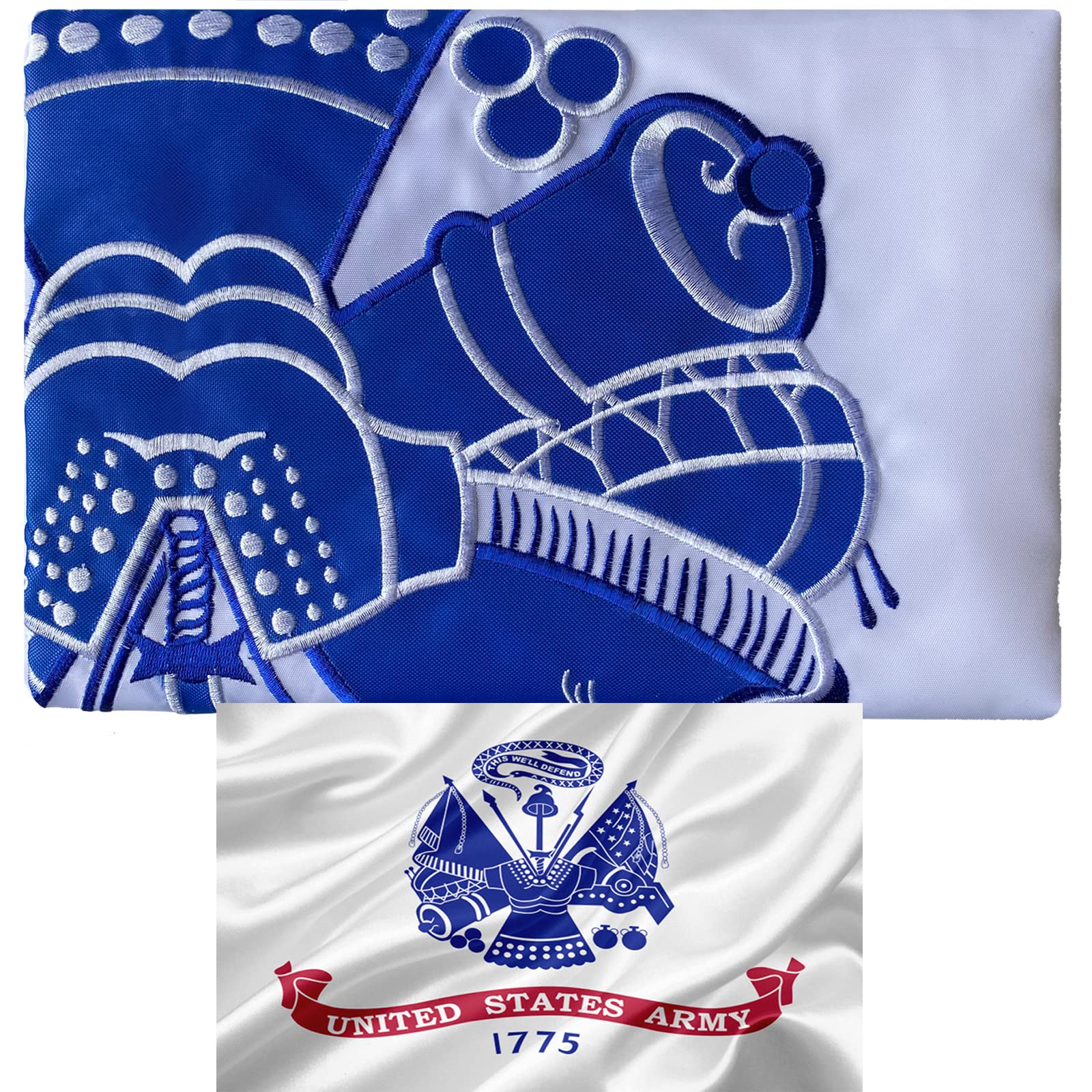 Embroidered Double Sided US Army Flag 3x5 Outdoor- 3Ply Heavy Duty 300D Nylon 4 Rows Sewn- All Weather Military Army Strong Flags Banner for Outdoor/Indoor with 2 Brass Grommets