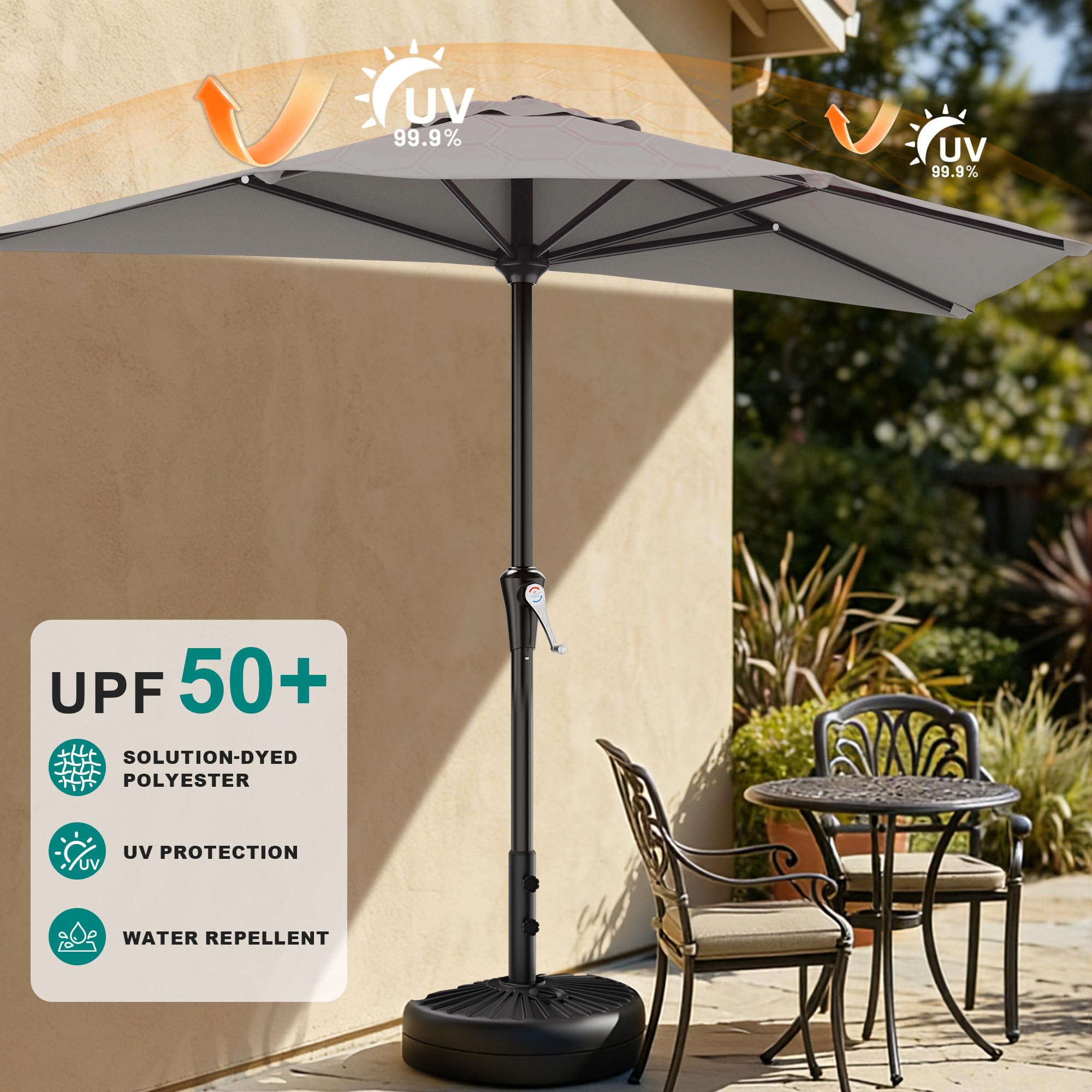 1 2 patio umbrella Amazon.com : AreShark 9FT Half Patio Umbrella, Outdoor Wall Umbrella with  Crank & 5 Sturdy Ribs, Table 1/2 Umbrella Patio for Garden, Deck, Balcony  and Pool, Foggy Gray : Patio, Lawn & Garden