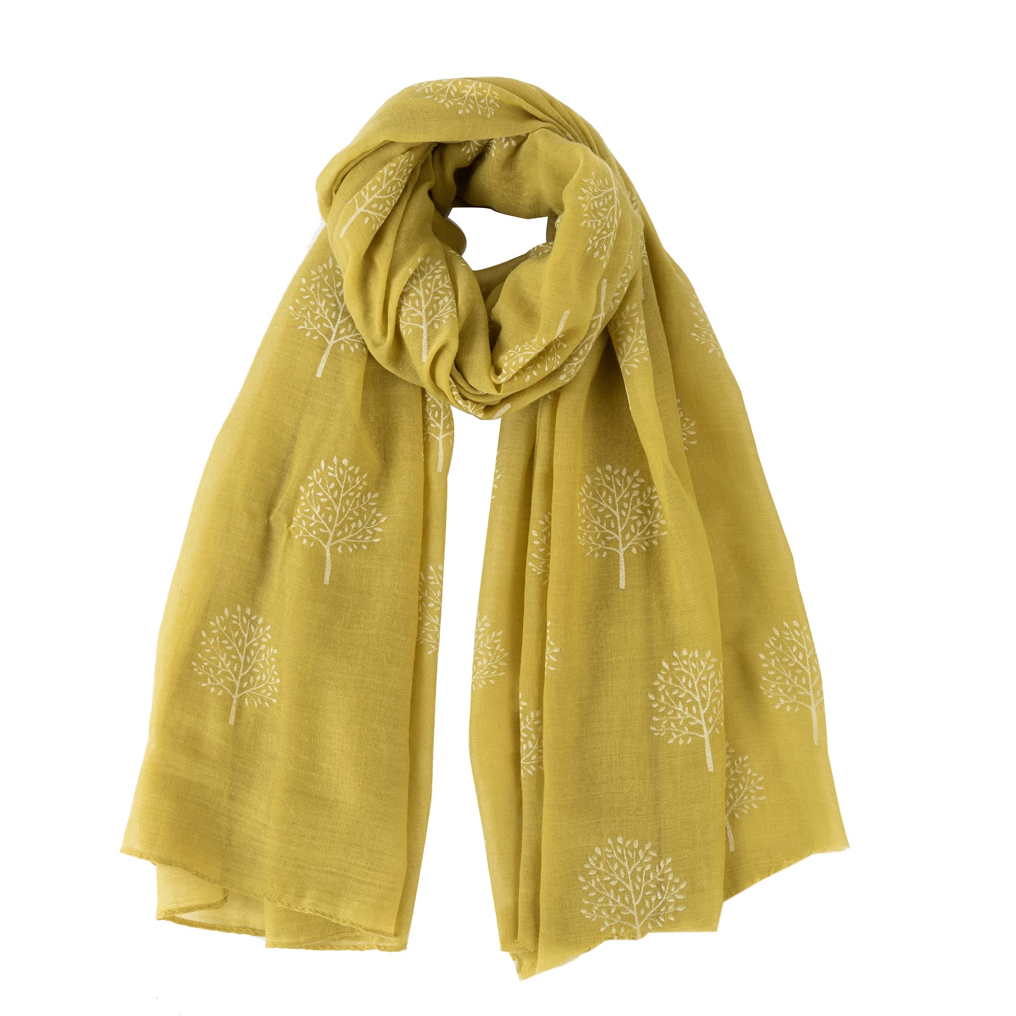 London Scarfs Glitter Mulberry Trees Scarf Women Foil Printed Tree Fashion Ladies Wrap (Lime Green)