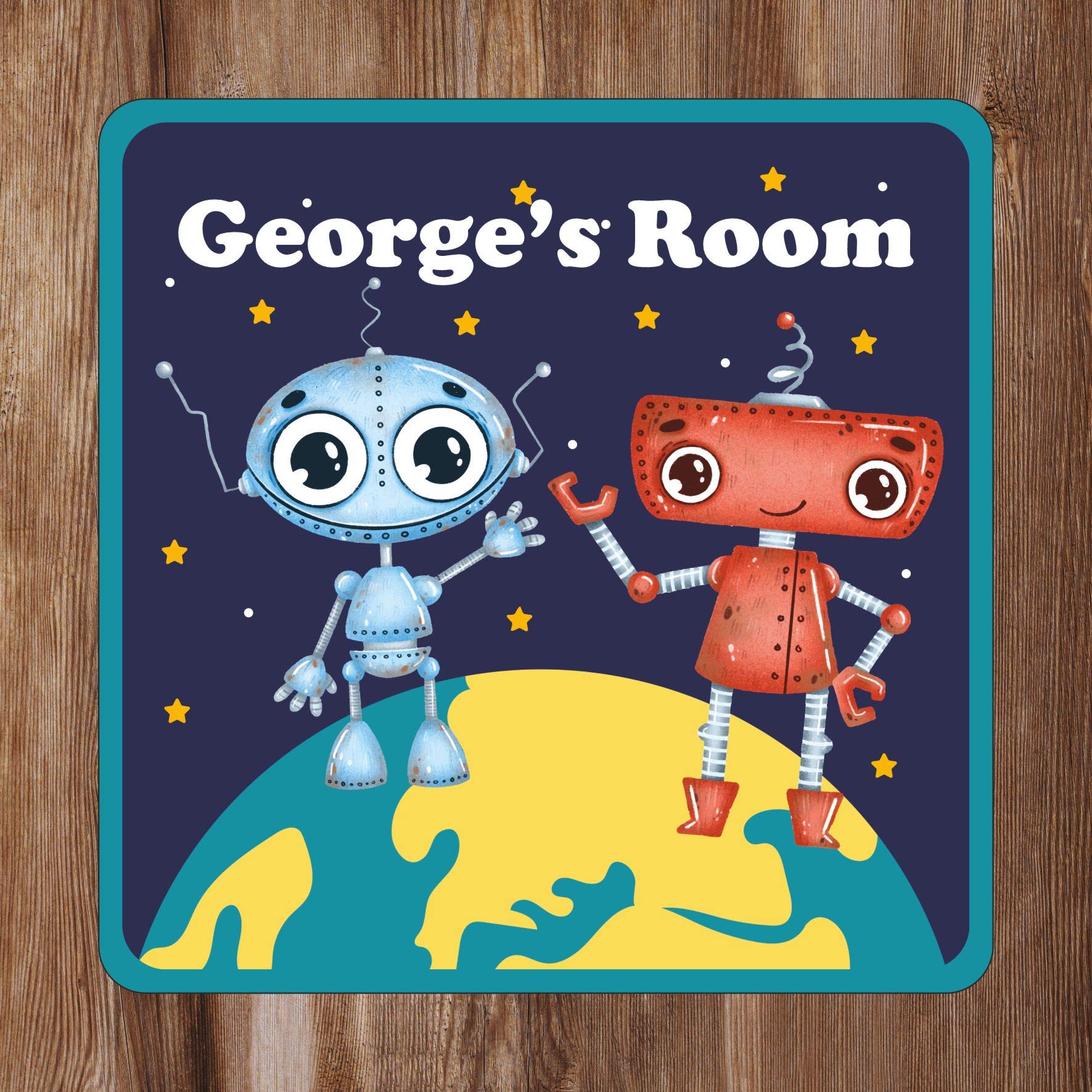Precision Designs Girls Robot Aliens On Top Of The World Kids Bedroom Door Sign Personalised For You - Any Name! Door Plaque,/Boys,Nursery,Decor,Kids Room,Space