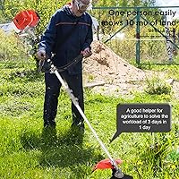 Vista 3 de Cortacésped, fuerte y potente protector de funcionamiento completo, accesorios de cortasetos de 52 cc, 2 tiempos, de gas, eje recto, mochila, Rojo