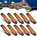 PSEQT LED Boat Interior Lights Marine Courtesy Light Strip Deck Transom Cockpit Navigation Lighting Waterproof for Fishing Pontoon Kayak Yacht Sailboat (Amber 10Pcs)