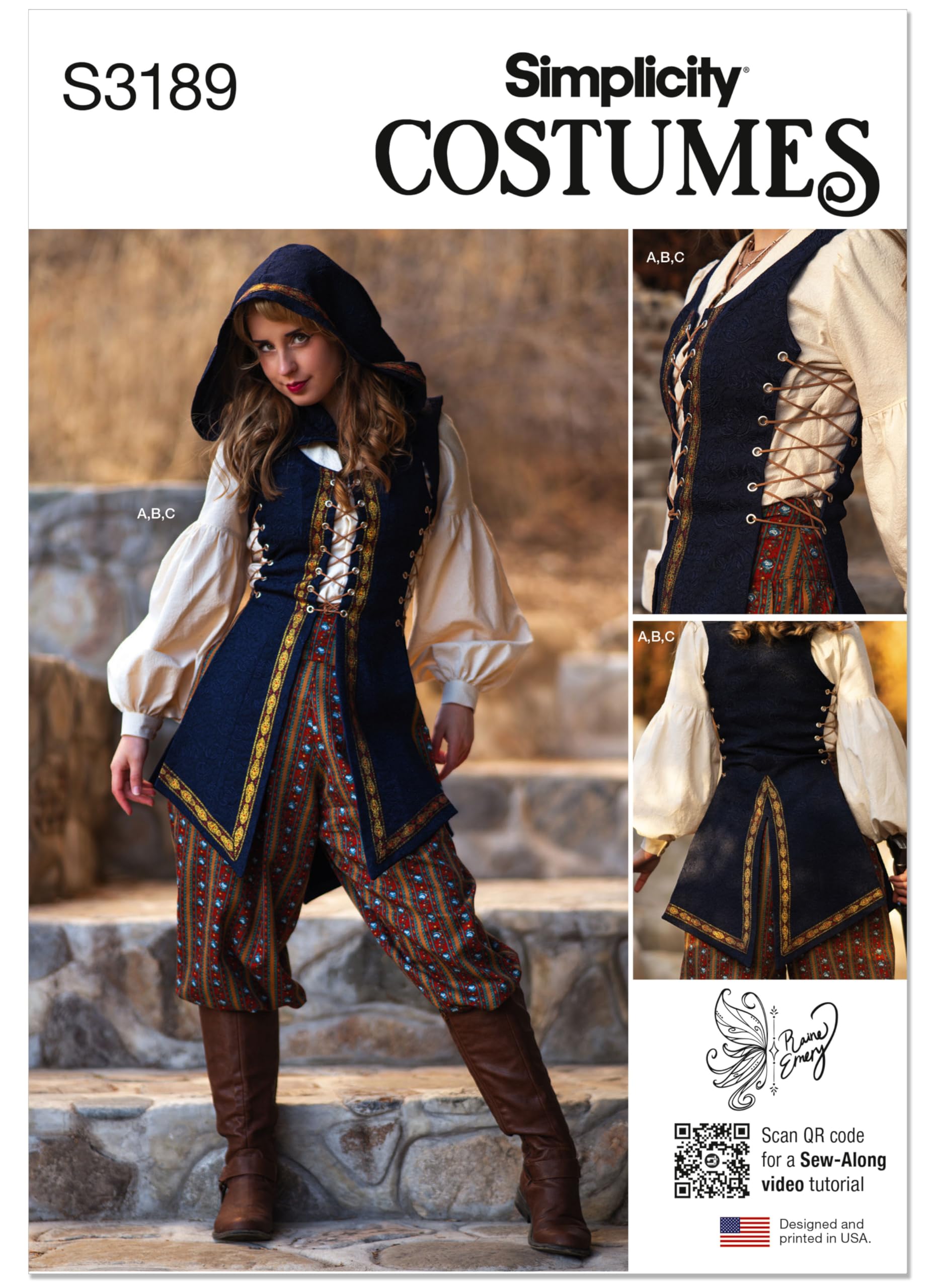 Simplicity Schnittmuster SS3189H5 Fantasy Rogue Kostüm von Raine Emery H5 (34-36-38-40-42)