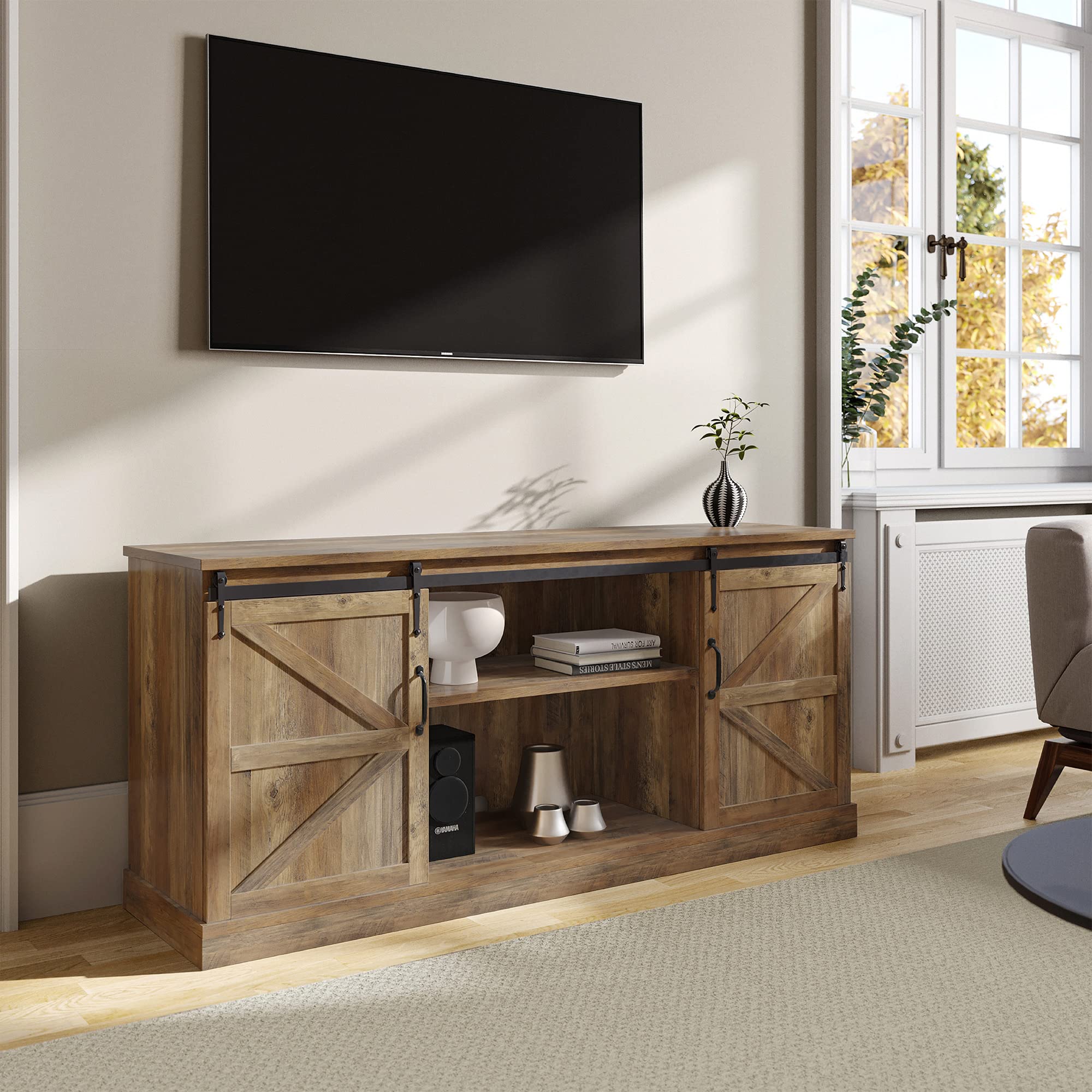 Buy BELLEZE Modern 58 Inch Farmhouse TV Stand & Media Entertainment