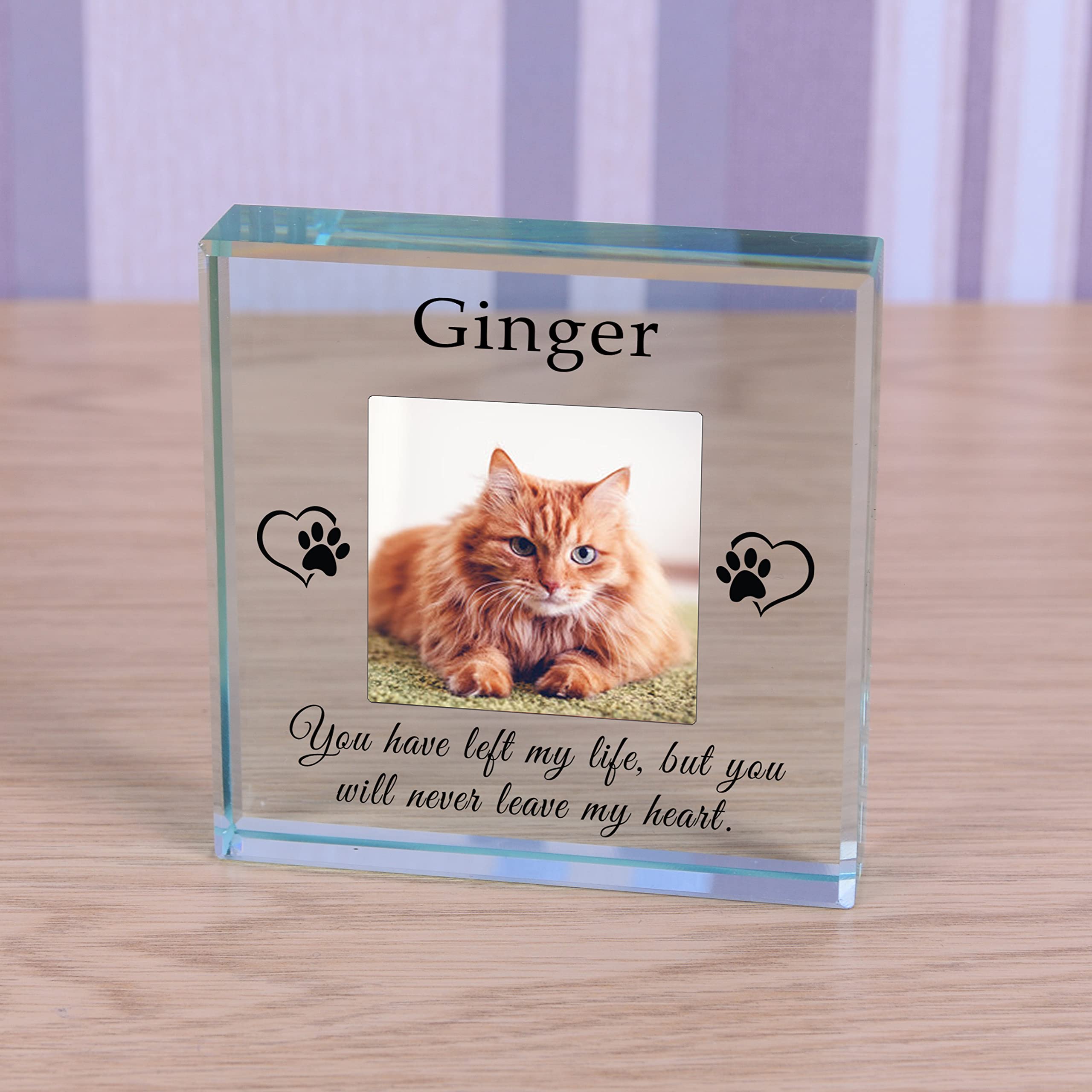 Cat Memorial Personalised Photo Engraved Glass Block Paperweight Cat Lovers Gift Pet Memorial Glass Cat Photo Pet Loss