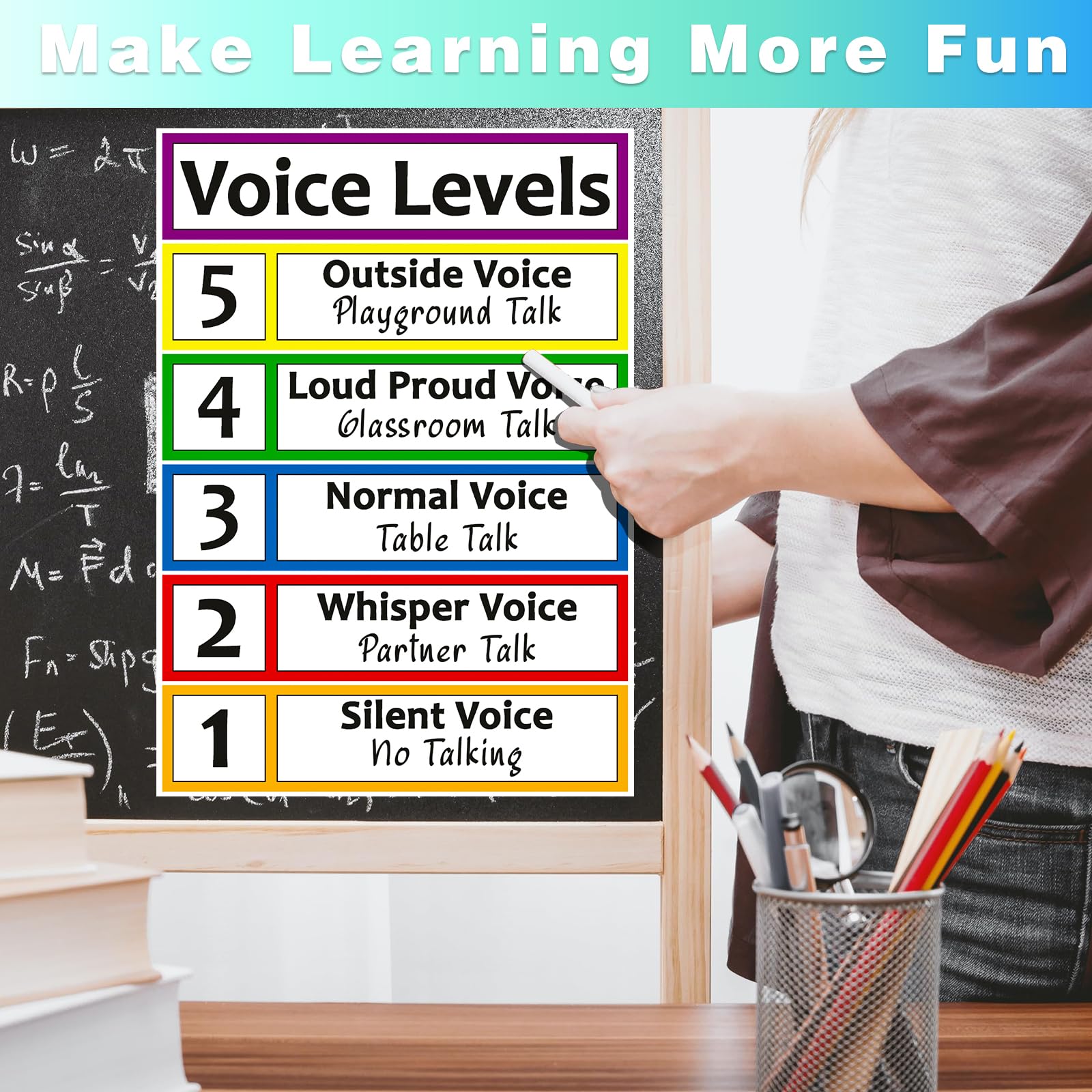 BIZIBAFF Voice Level Chart - Classroom Decorations Noise Level Educational Posters for Kindergarten Teachers Supplies - Image 3
