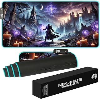 RGB Gaming Mouse Pad Large Extended Desk Mat 35.4x15.7in XXL XXXL Mousepad LED Light Up Keyboard Mat PC Gamer Desk Pad Gaming Accessories Extra Big Mouse Mats for Desk - Sorcerer's Fate