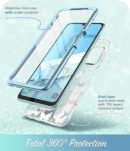 Miniatura 2 de i-Blason Cosmo - Funda protectora delgada de cuerpo completo para Samsung Galaxy A13 4G y 5G, con protector de pantalla integrado (mariposa azul)