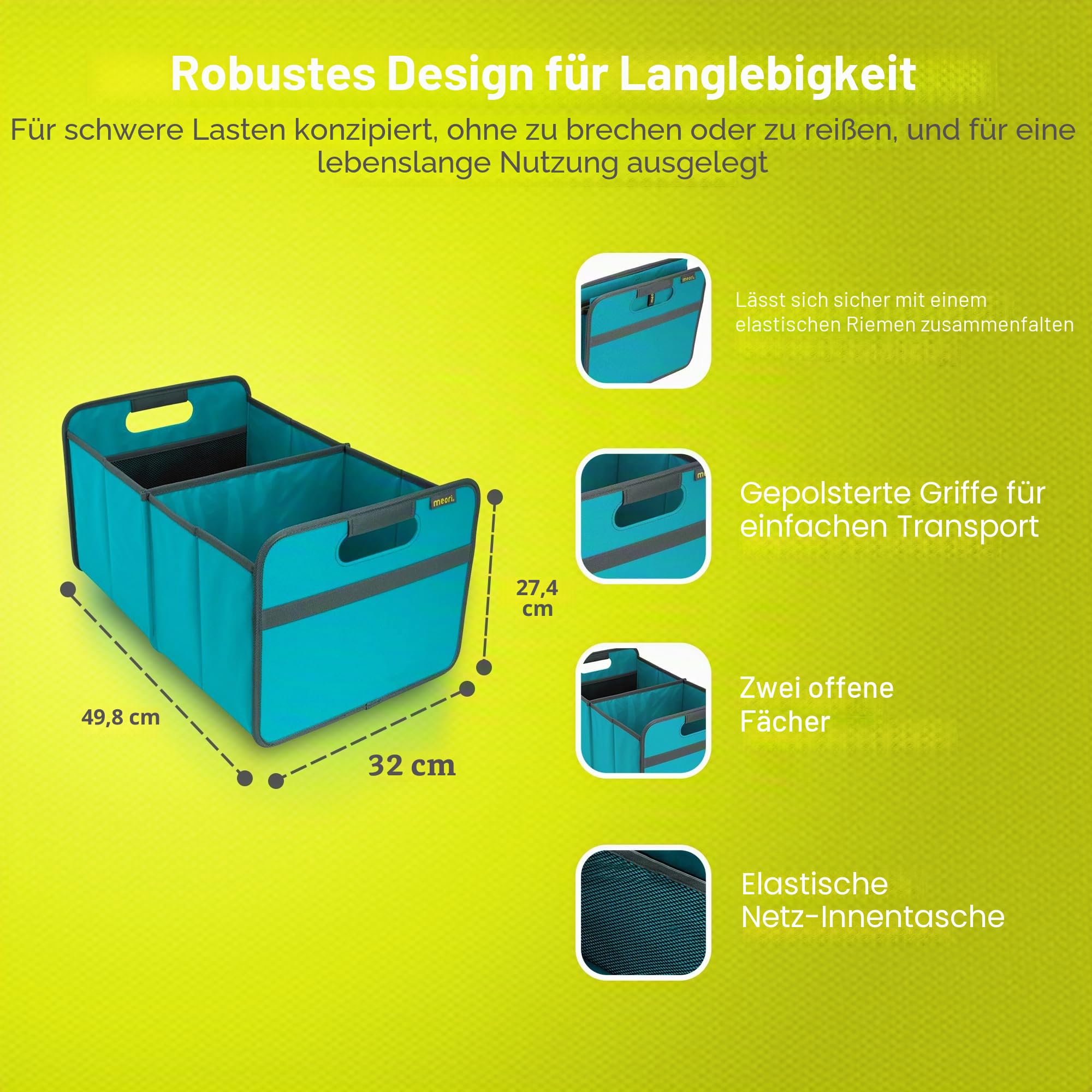 Meori Aufbewahrungsbox faltbar Traglast 30 kg - 50cm 32cm 27.5cm Größe L