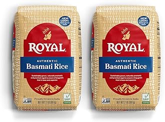 Authentic Royal - Naturally Aged Long Grain Indian White Basmati Rice - 4 Pounds (2 x 2lbs Bag)