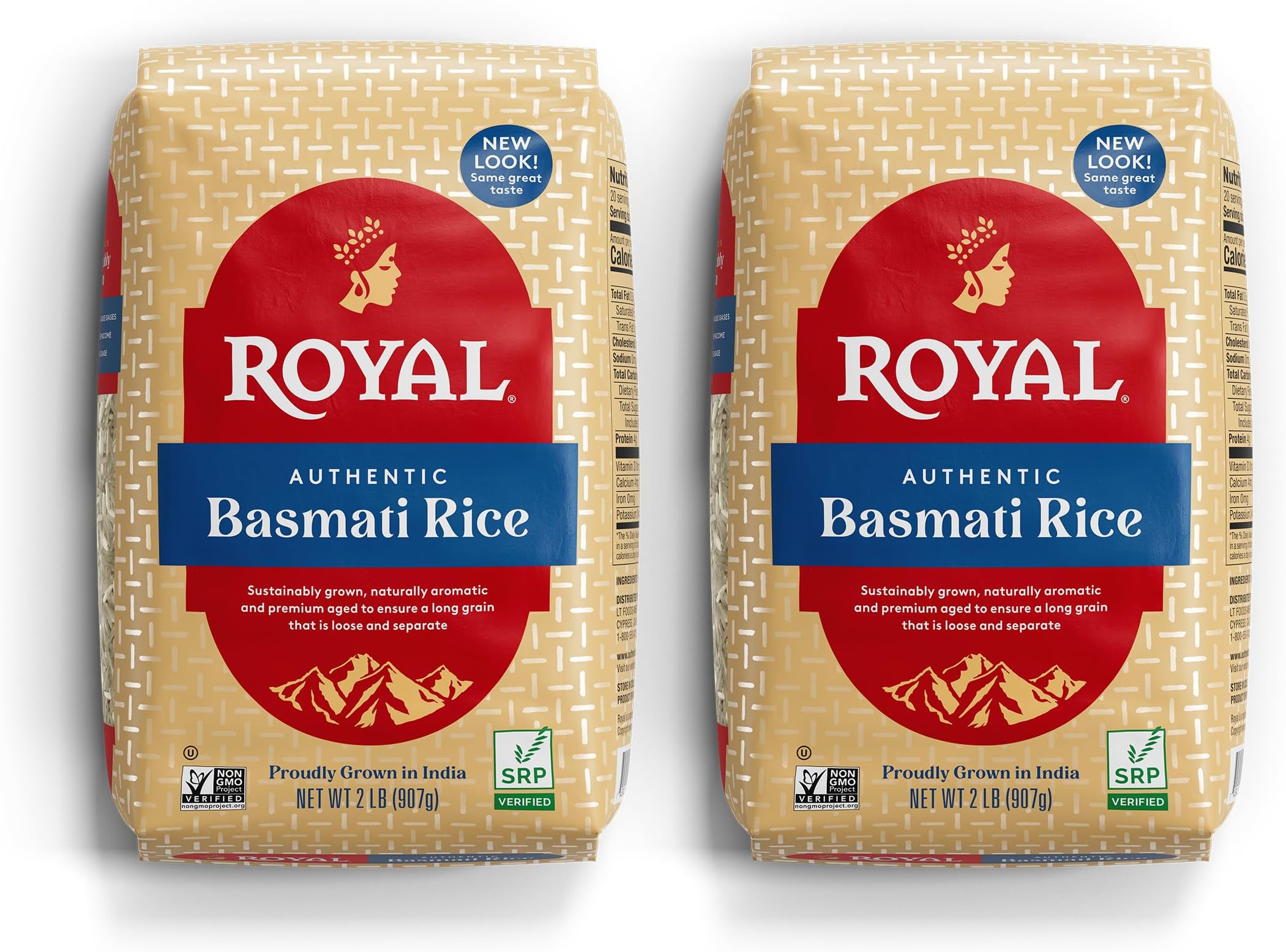 Naturally Aged Authentic Long Grain Indian White Basmati Rice, 2 lb (Pack of 2)