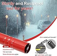 Vista 4 de Marcadores reflectantes de entrada – Reflectores de entrada de 50 pulgadas de alta visibilidad de doble cara con poste de acero inoxidable extra