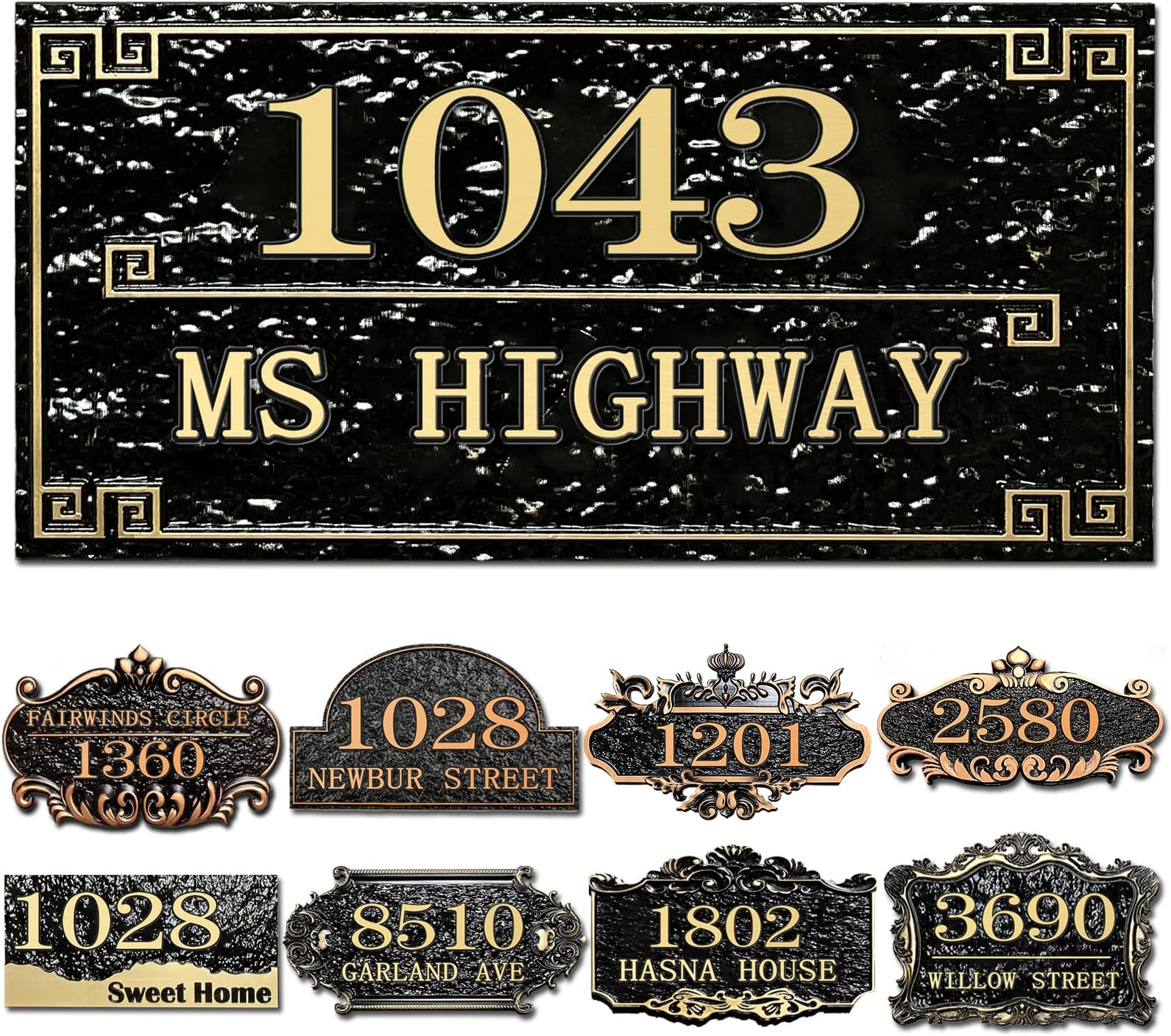Personalized House Address Plaque Custom House Number Sign 12 Inch Acrylic Street Name Plate Customized Antique Brass or Copper Vintage for Home Room Door Wall Outdoor Mailbox