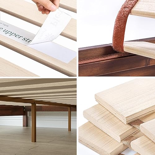Miniatura 6 de Cama plataforma de madera sólida de lujo Zinus 12 pulgadas con cabecero de cama/no necesita resortes/soporte de madera con listón/acabado expreso