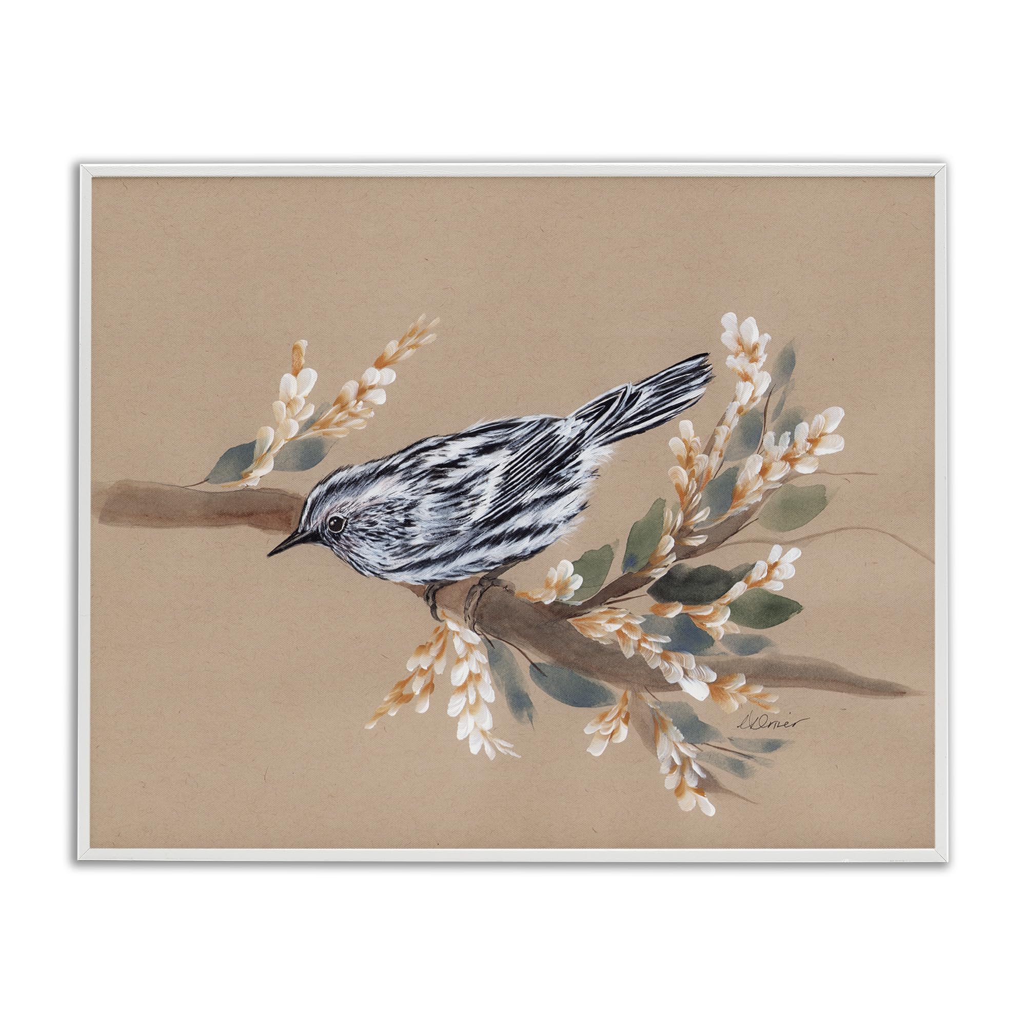 Stupell Industries Bird on Delicate Branch Black Framed Giclee Art, design by Cady Driver, 24 x 30