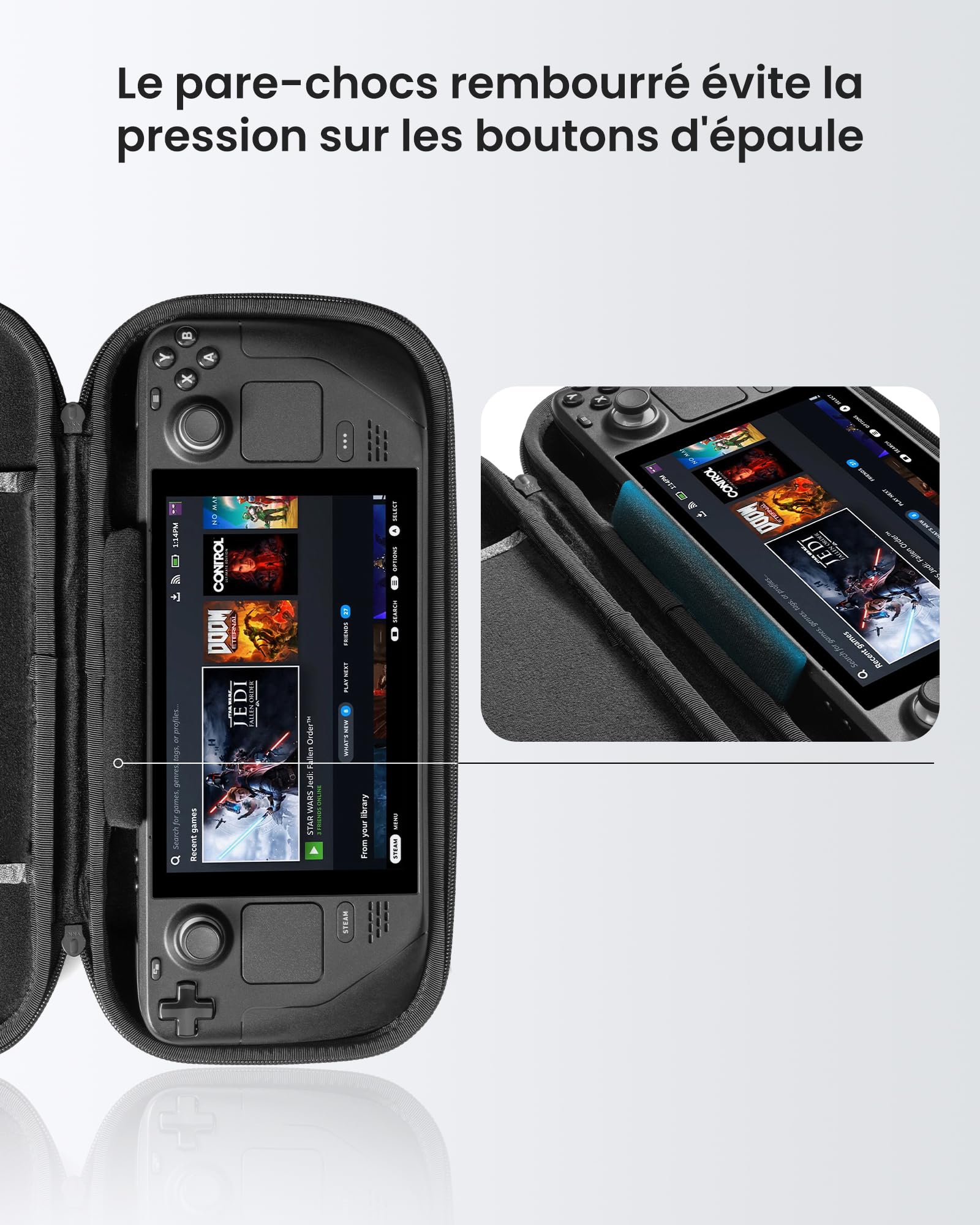 tomtoc Etui Compatible avec Steam Deck/Steam Deck OLED, Housse Rigide en EVA Entièrement Protectrice pour Transporter la Console Steam Deck/OLED et Ses Accessoires, Antichoc, Adaptée aux Voyages