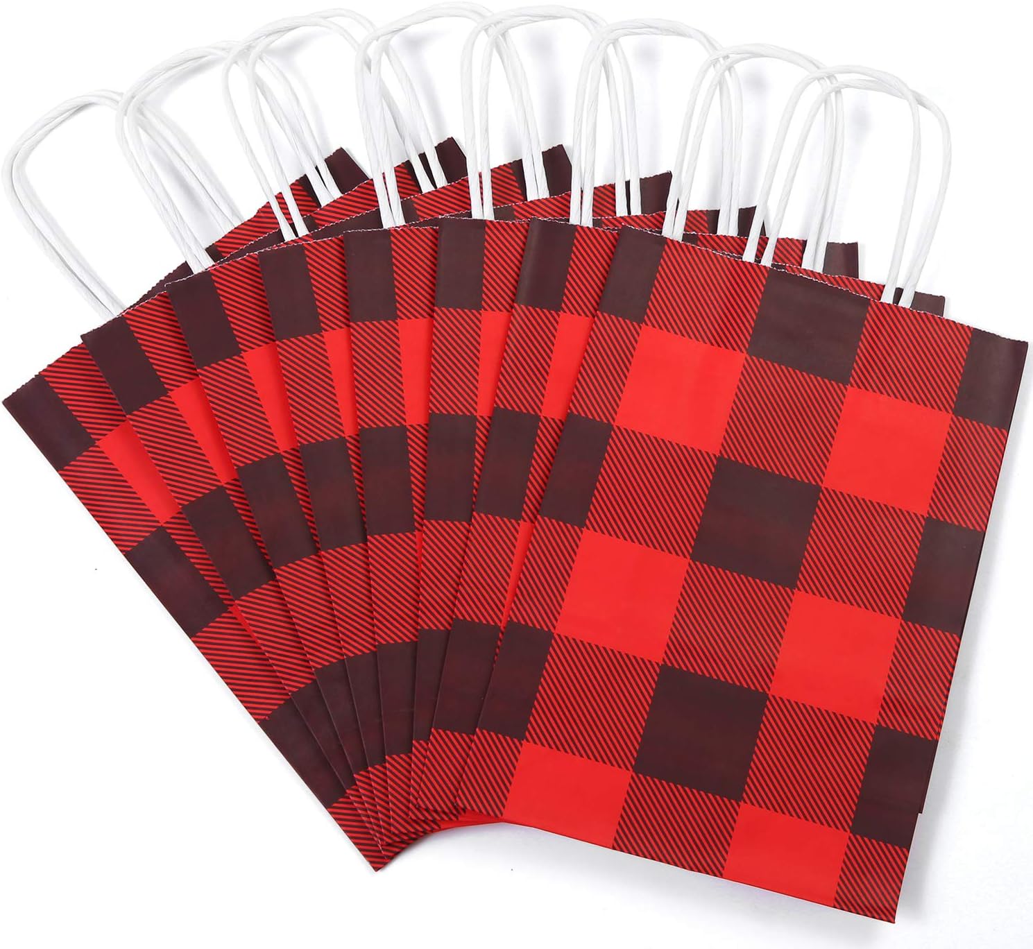 Bеѕt Cуbеr Dеаlѕ 🔥 Cooraby 30 Pieces Red and Black Plaid Christmas Paper Party Bags Kraft Gift Bag with Handle for Christmas Celebrations