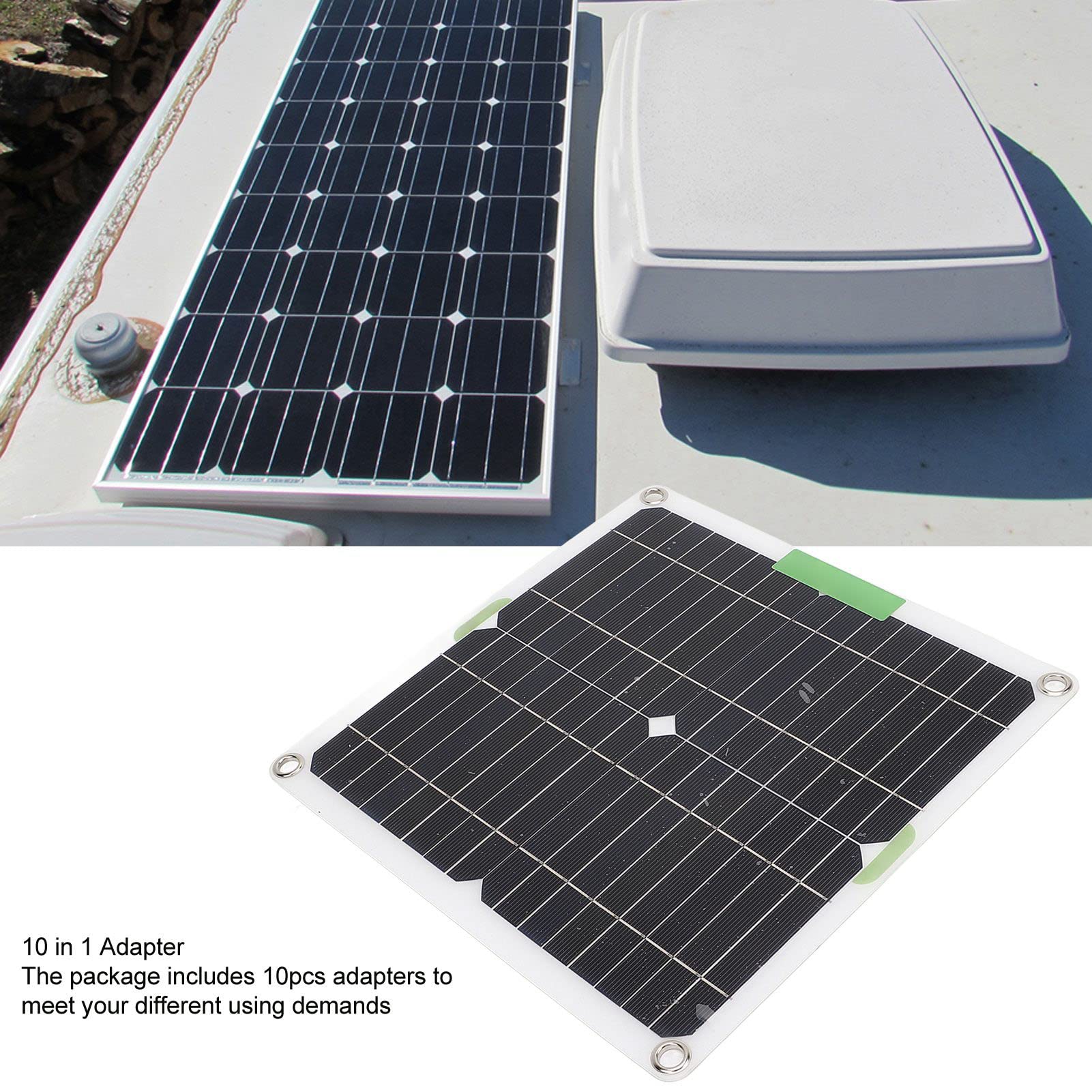 Keenso Pannello Solare, Pannello Solare Portatile 200W 12V Kit Pieghevole Monocristallino Alto Tasso di Conversione con Cavo USB da 1 a 10 per Campeggio in Barca