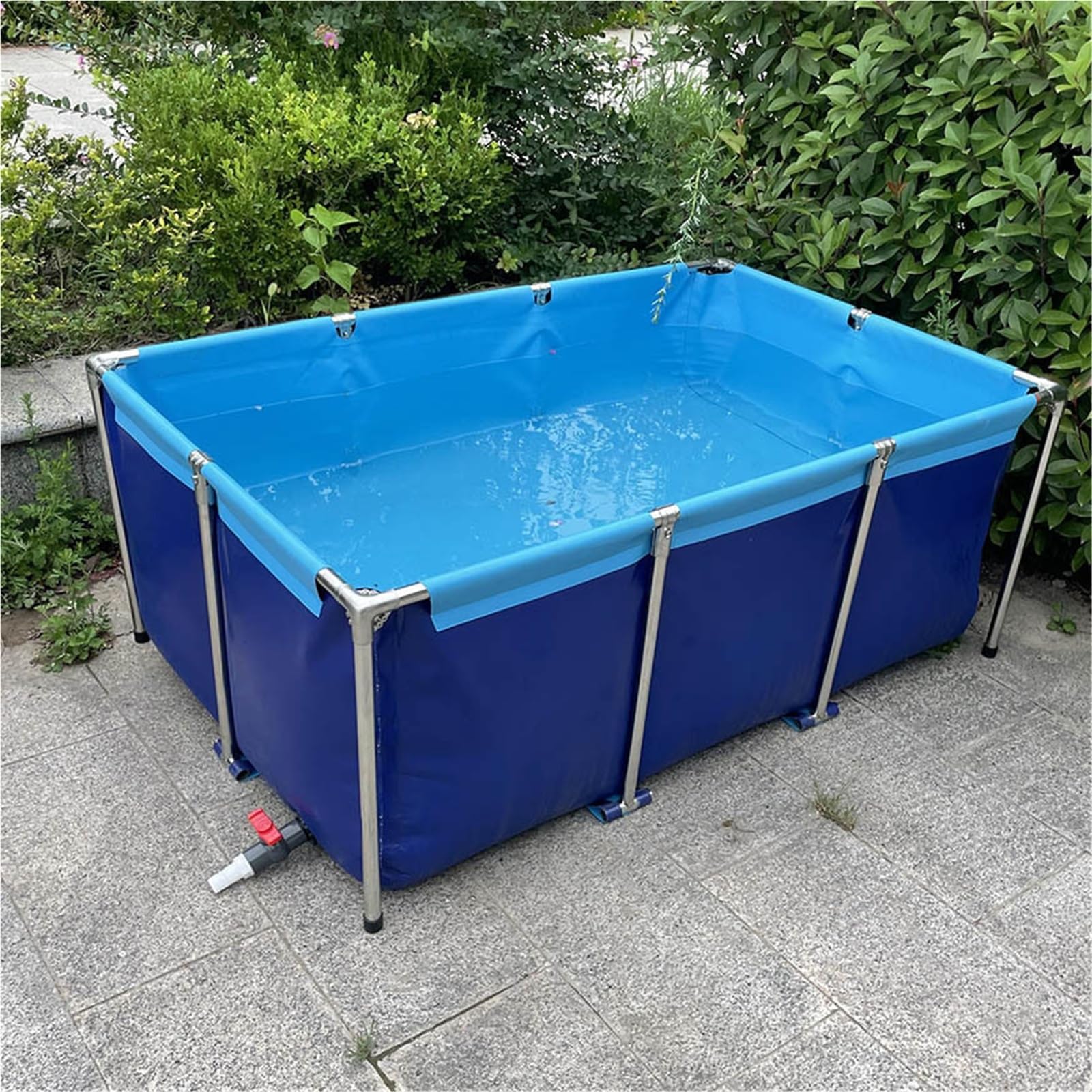 Stagno pieghevole per pesci, in tela blu, per giardino d'acqua (1 x 1,5 x 0,6 x 0), acquario portatile da esterno, facile da installare per giardino, patio e uso domestico