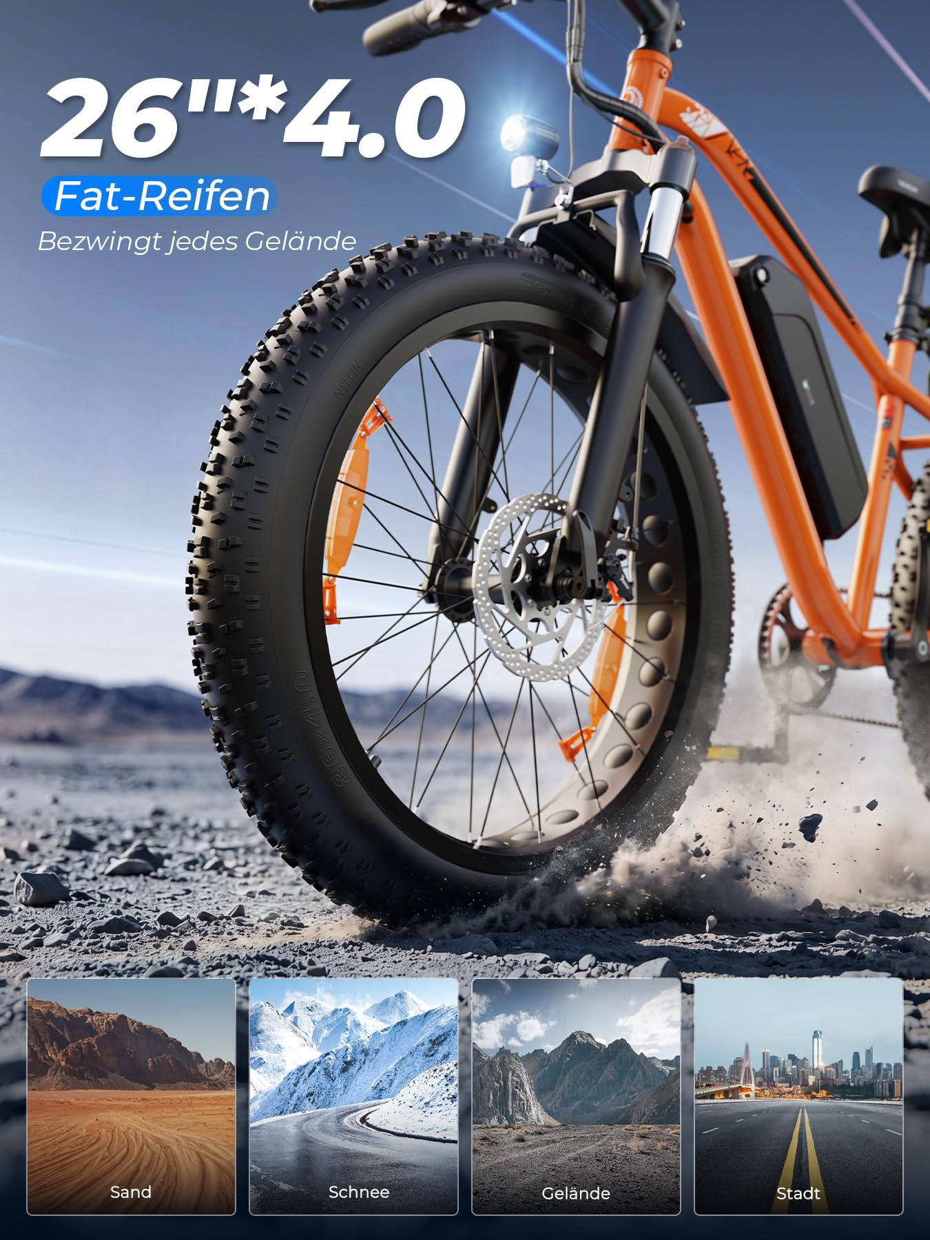 E Bike, 26" x 4.0" Fat Tire E-Bike Herren Damen mit 48V 18Ah/13Ah Akku Bis 100-150KM, 250W 85NM Motor, Vollfederung Elektrofahrrad für Erwachsene, E Fatbike 7-Gang-All-Terrain EBike Mountainbike