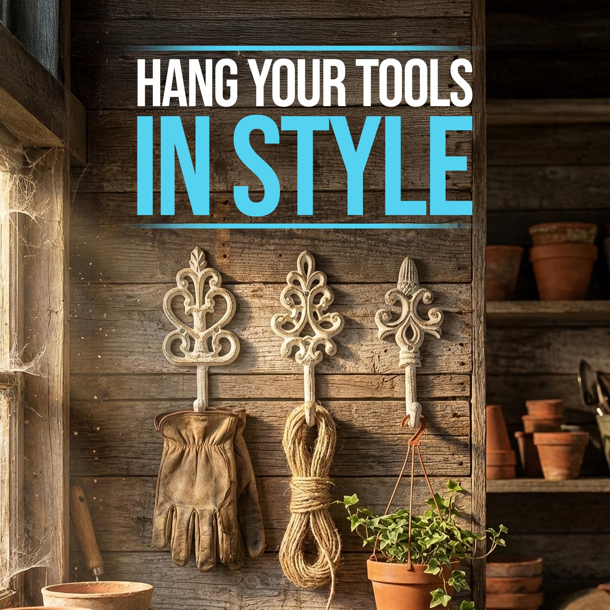 Comfify Ganchos de pared decorativos de hierro fundido antiguo, rústico, estilo campestre francés, grandes ganchos decorativos para colgar, juego de 3, tornillos y anclajes para montaje incluidos