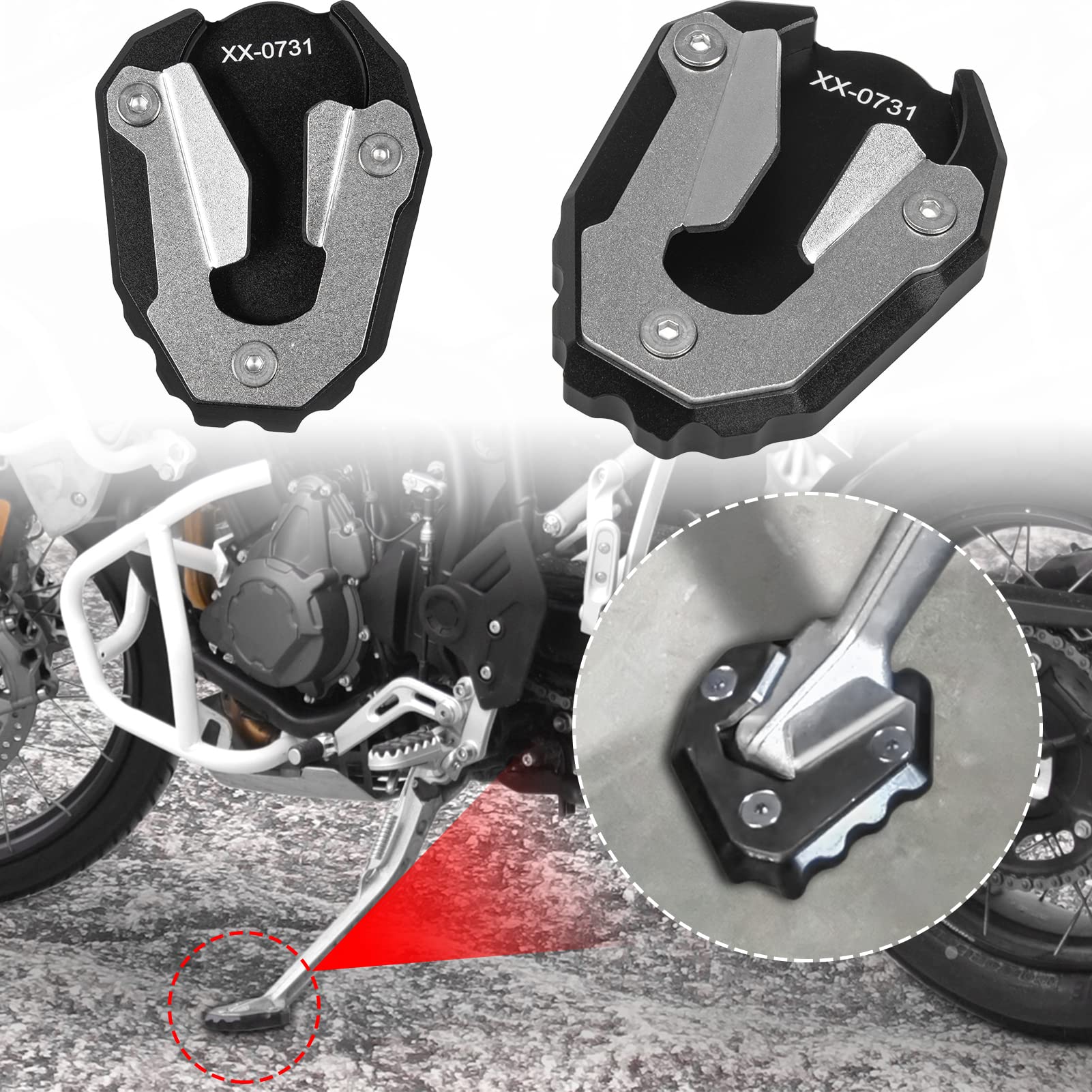 Topteng Motorcycle Kickstand Pad – Side Stand Enlarger Plate For Triumph Speed Twin & Thruxton 1200
