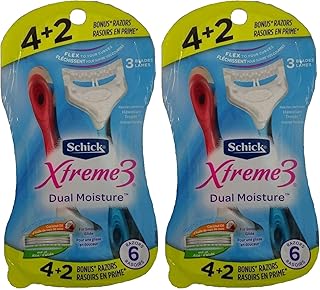 Schick Xtreme 3 Silk Dual Moisture Disposable Razors, 6 Count (Pack of 2) Total 12 Razors