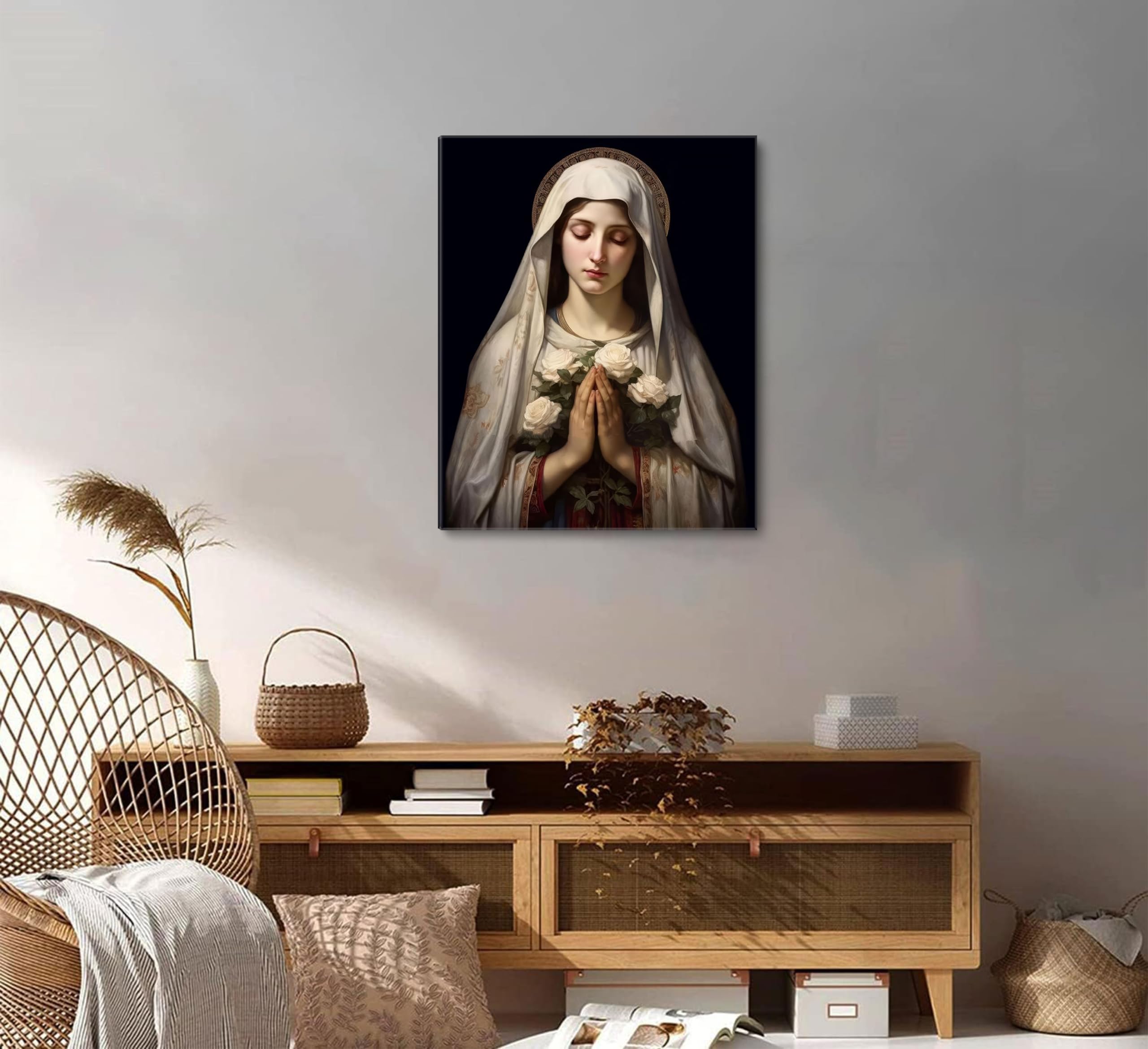 Amazon.co.jp : 額入り聖母マリアキャンバスウォールアート キリスト教