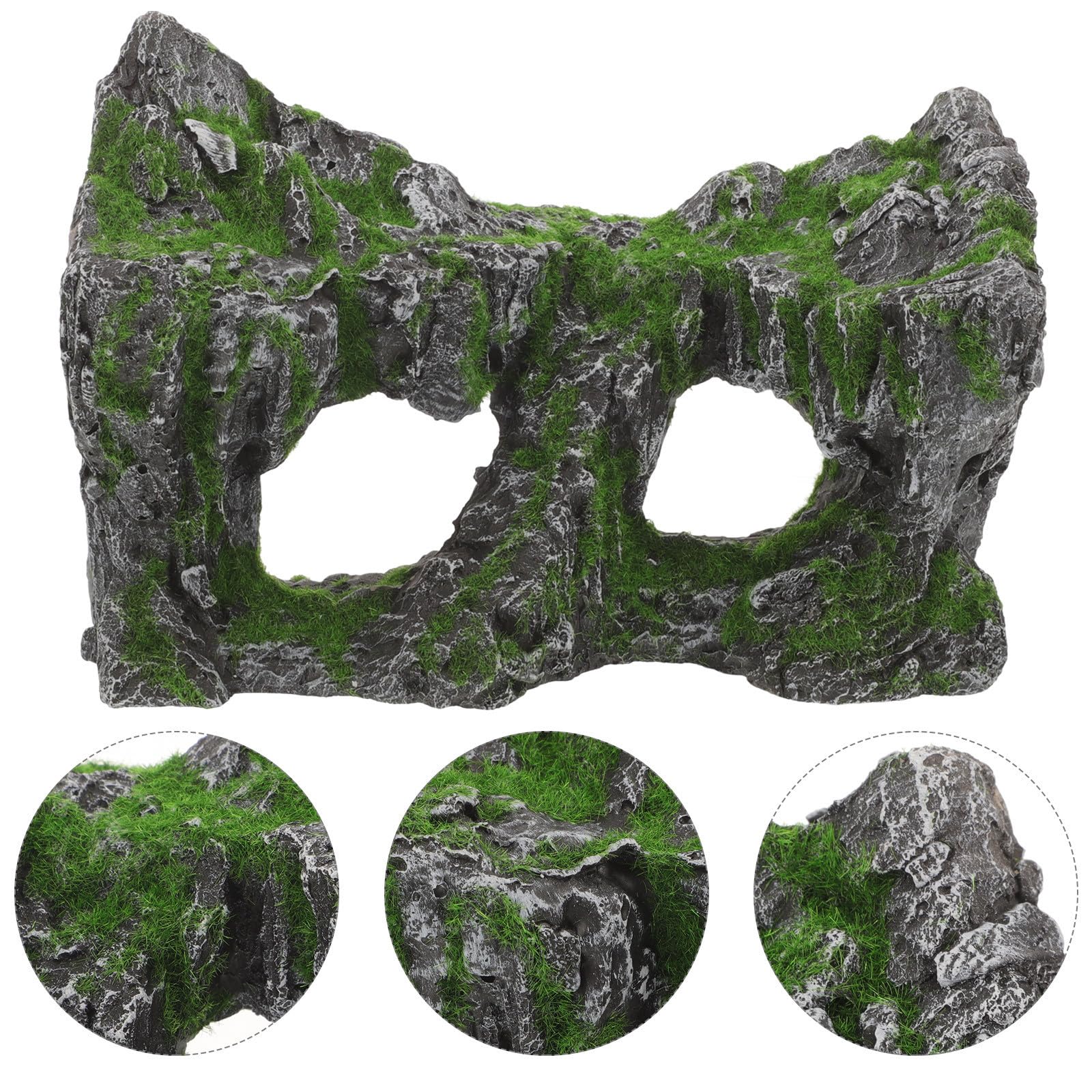 Rocalla Decorativa para Pecera, Paisaje de Montaña Verde,