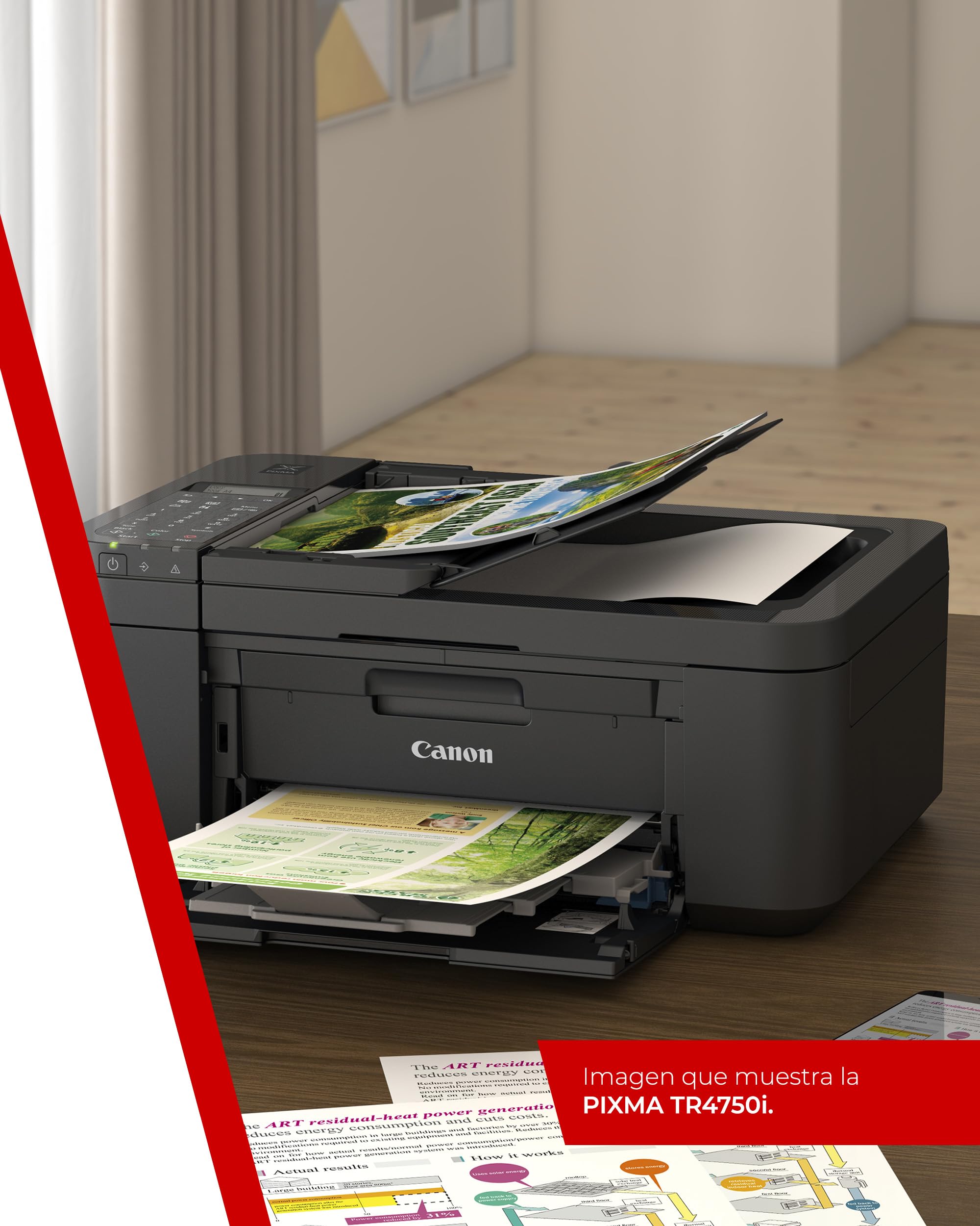 Canon Pixma TR4750i Impresora Multifunción 4 en 1, Sistema de Inyección de Tinta, Impresión, Escaneo y Copia, WiFi, Pixma Print Plant, ADF de 20 Hojas, Impresión a Doble Cara Automática, Negro