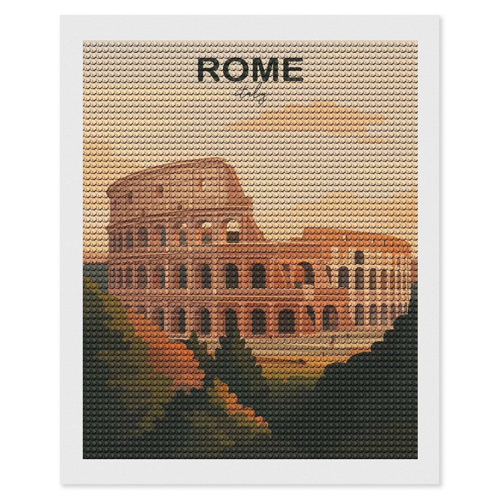 Junmoney Rome Italy Full Drill Diamond Painting Kit 16"x20", Mindful Craft Activity, Bedroom Decor, for Adults, Gift Idea