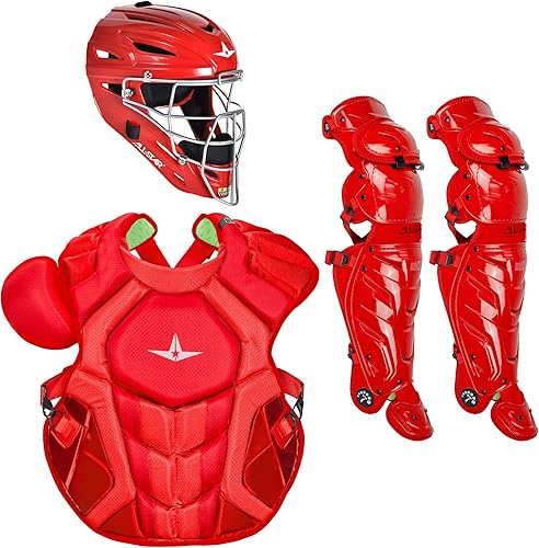Miniatura 16 de All-Star S7 Axis for Adults - Baseball Catching Equipment Kit (Catching Helmet, Chest Protector, Leg Guards), NOCSAE Standard 2-marino,Azul