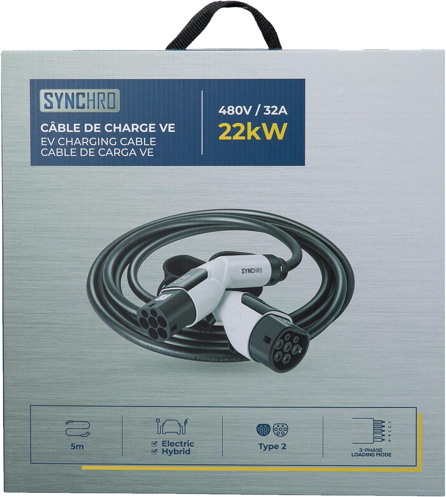 SYNCHRO Câble VE à Charge T2 triphasé 22kW (32A)
