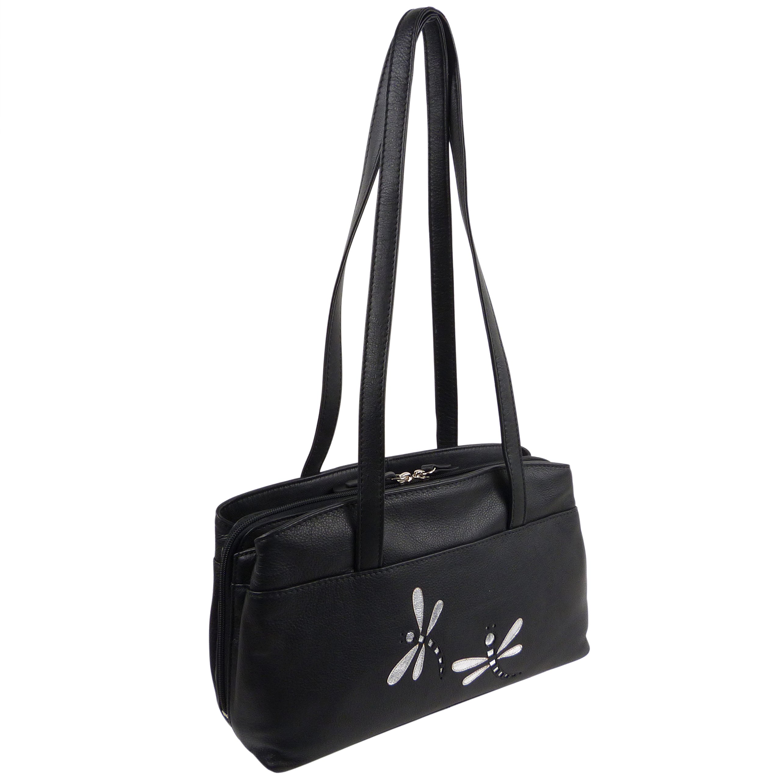 Mala LeatherLadies Leather Shoulder Bag with Dragonflys by Mala Azure Collection