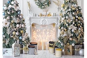LTLYH 7x5ft White Fireplace Christmas Photo Booth Props Backdrop