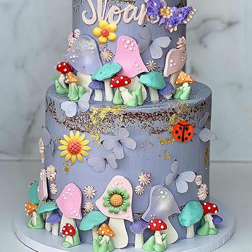 Miniatura 7 de Moldes de silicona para puerta de casa de jardín de hadas vintage encantadas, 4 piezas, molde de flores para fondant, molde de mariposa para