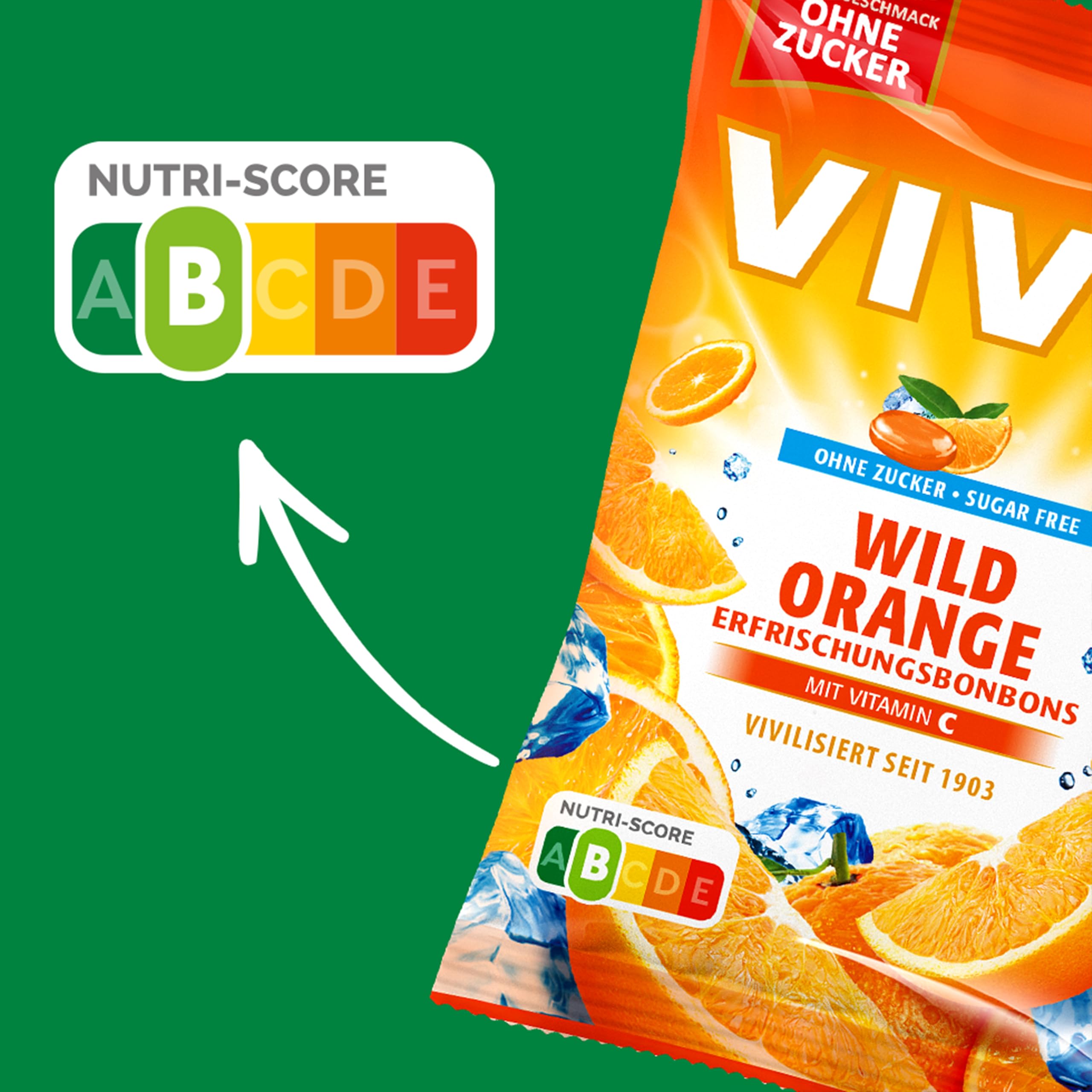 VIVIL Wild Orange mit Vitamin C, 15 Beutel, Erfrischungsbonbons mit Orangegeschmack, zuckerfrei & vegan, 15 x 120g