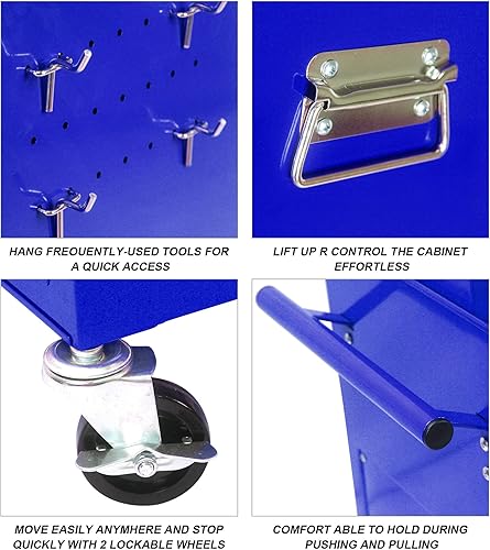Miniatura 6 de Campfun Gabinete de herramientas de metal con ruedas  Caja de herramientas desmontable de 6 cajones de alta capacidad con ruedas, organizador de