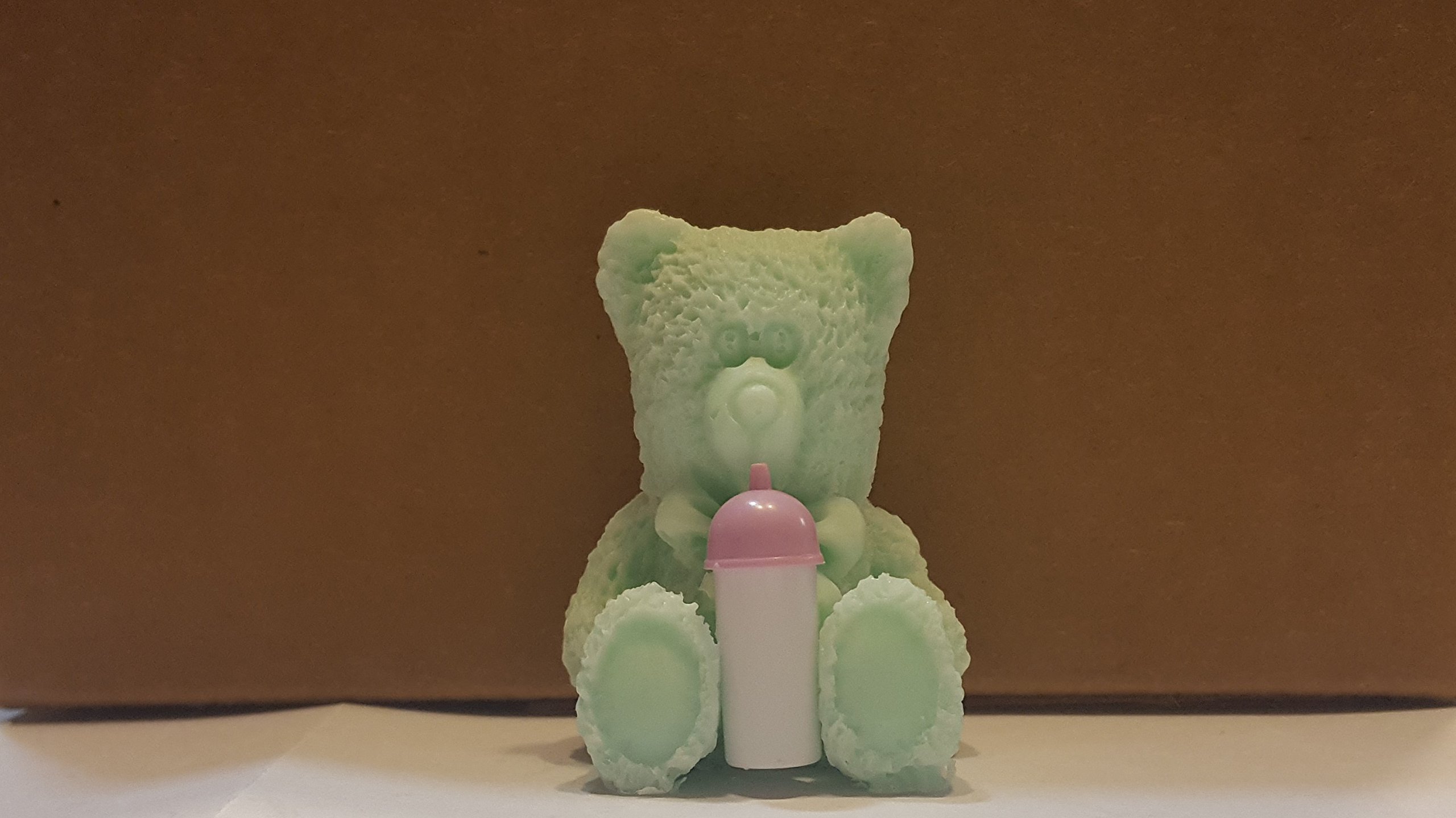 Decorative Handmade Soap Teddy Bear with Baby bottles set of 6 Green
