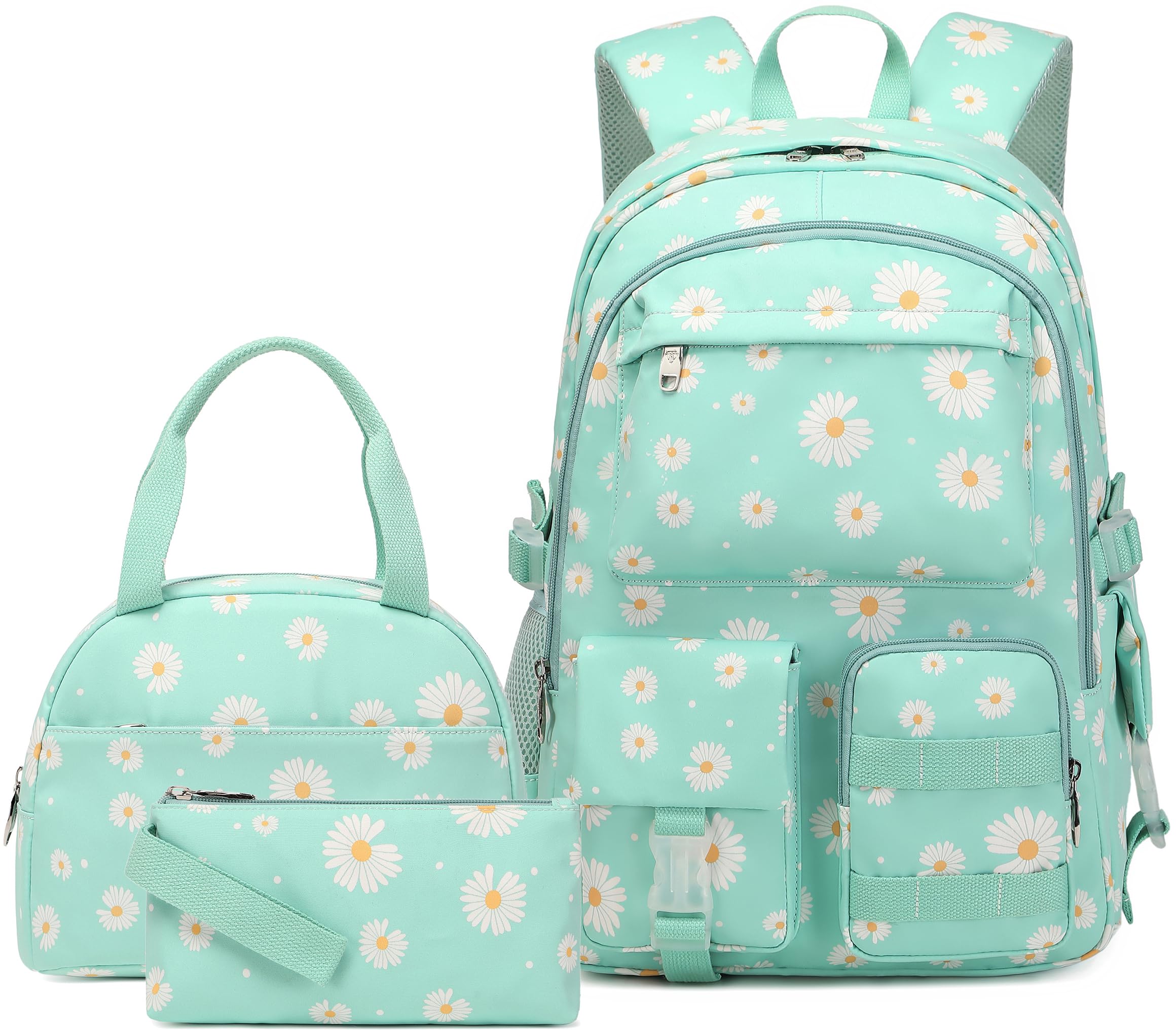 Classic DiamondDaisy Backpack for School Backpack for Girls Backpack with Lunch Box Bookbag Set Backpacks for Teen Girls