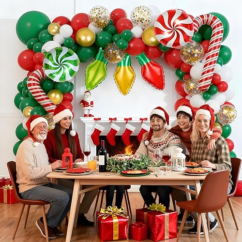 Miniatura 3 de Kit de arco de globos de Navidad para decoración de diferentes tamaños de 1812105 pulgadas, kit de globos de fiesta de cromo, redondo, helio, rojo,
