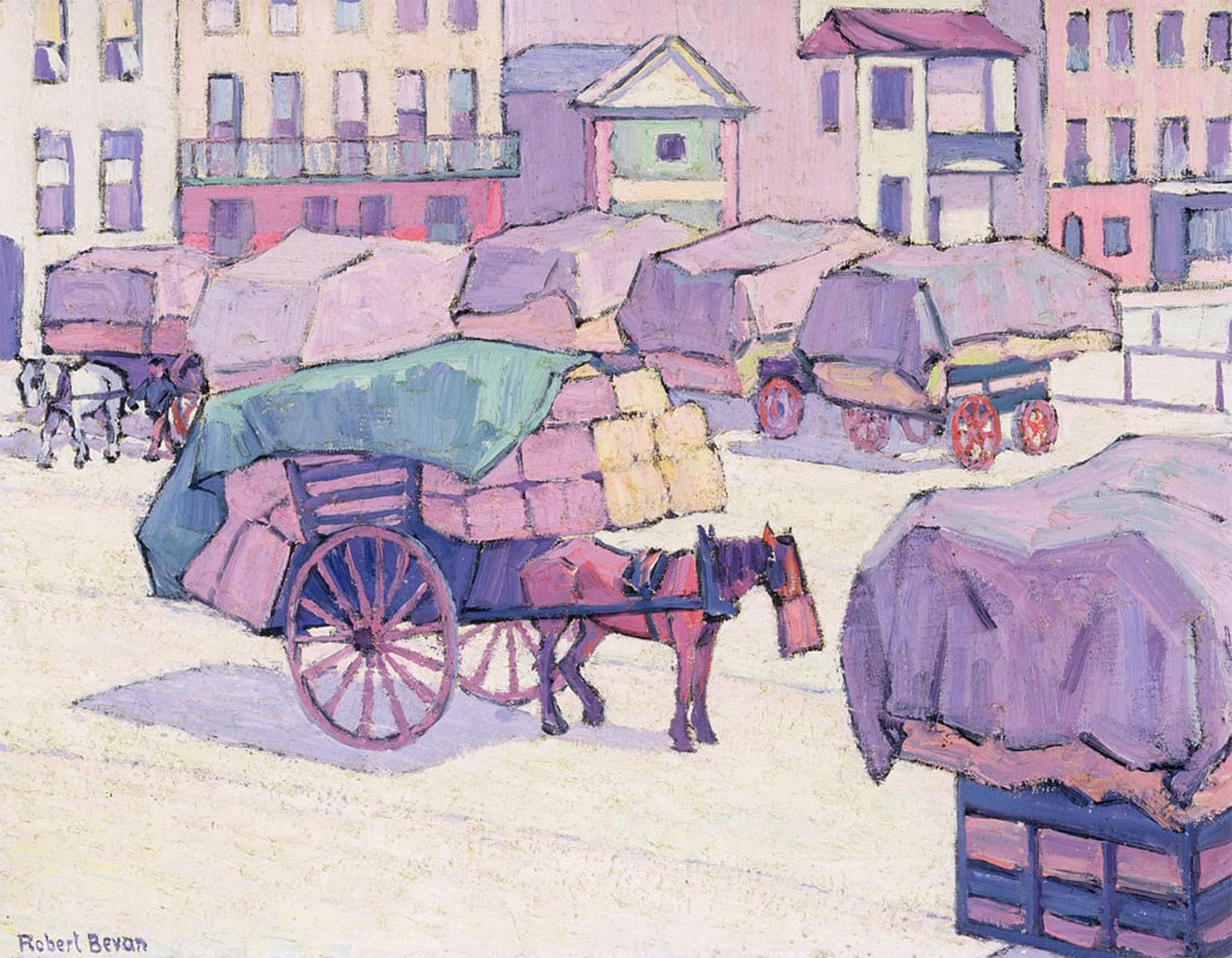 ARTXLXXBN Famous Art Print Poster Vintage Wall Art Hay Cartsumberland Market by Robert Polhill Bevan Canvas Art Poster for Home Decor 60x90cm