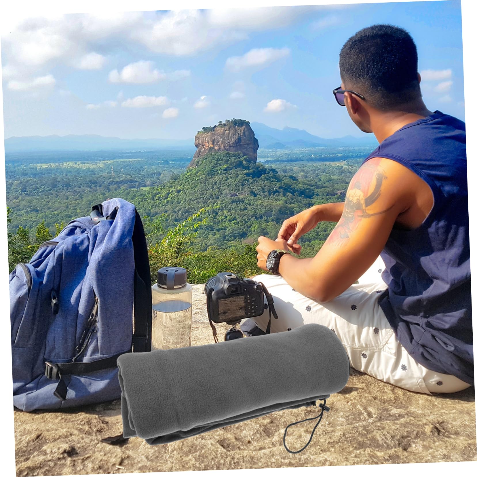 Mikikit Sleeping Bag Fleece Sleeping Bag Liner for Camping Lightweight Warm Adults Travel Accessory