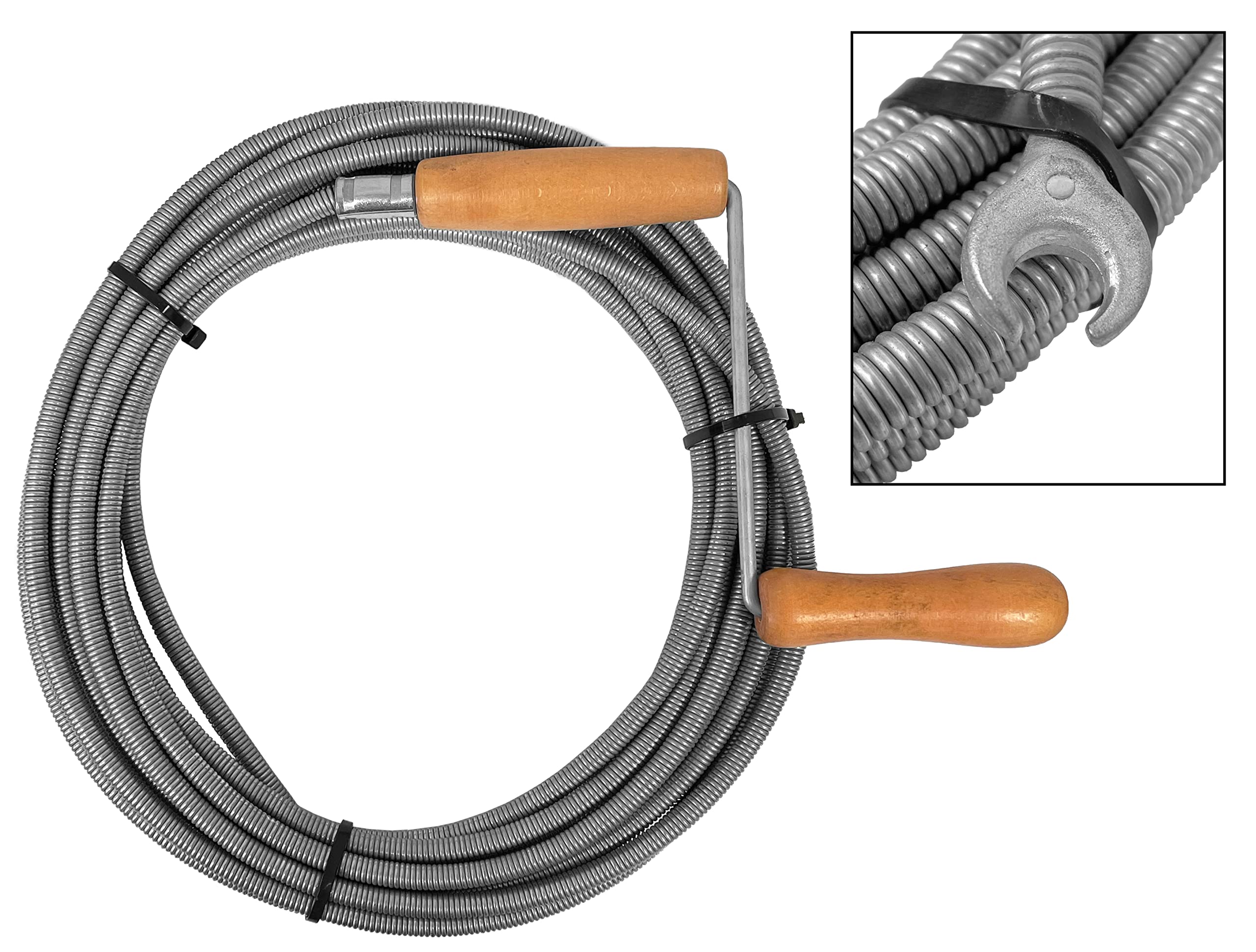 Spirale pour canalisations de 9 mm de diamètre - 20 m - Spirale avec griffe - Spirale pour nettoyage de tuyaux - Spirale pour tuyaux - Spirale de nettoyage de tuyaux (20 m (diamètre 9))