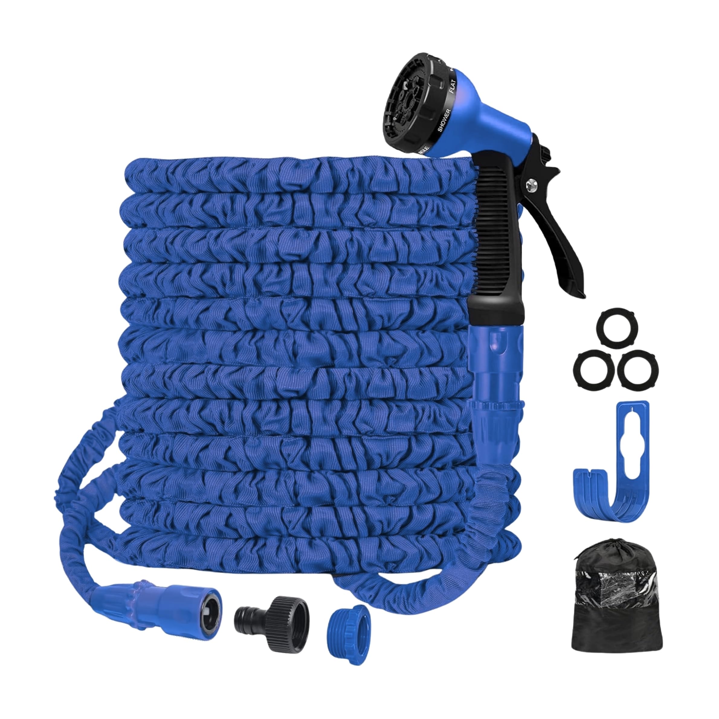 Magic Expandable Garden Hose Pipe – Anti-Kink Design with 7-Mode Adjustable Spray Nozzle (Navy, 50FT)